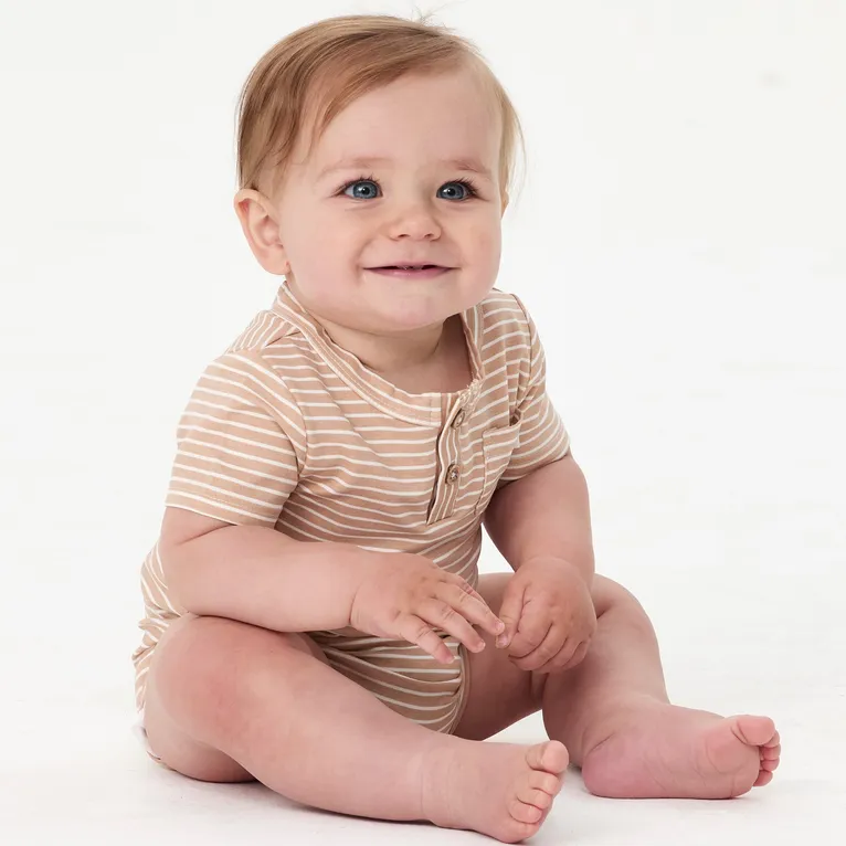 Bilbi Knit Buddy Short Sleeve Bodysuit Sesame