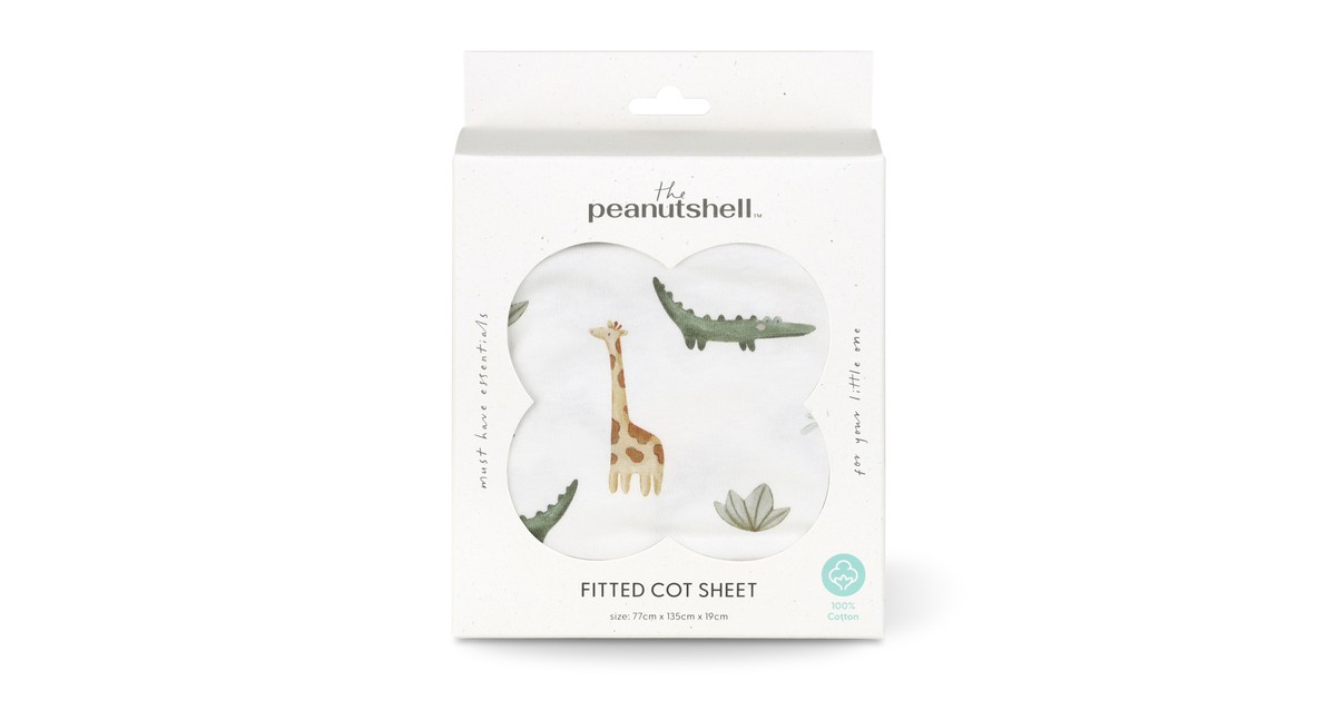 Peanut Shell Cot Fitted Sheet Safari Dreams | Baby Bunting NZ