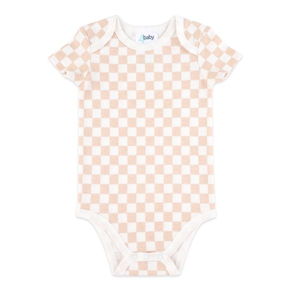 4baby Short Sleeve Bodysuit Tan Check