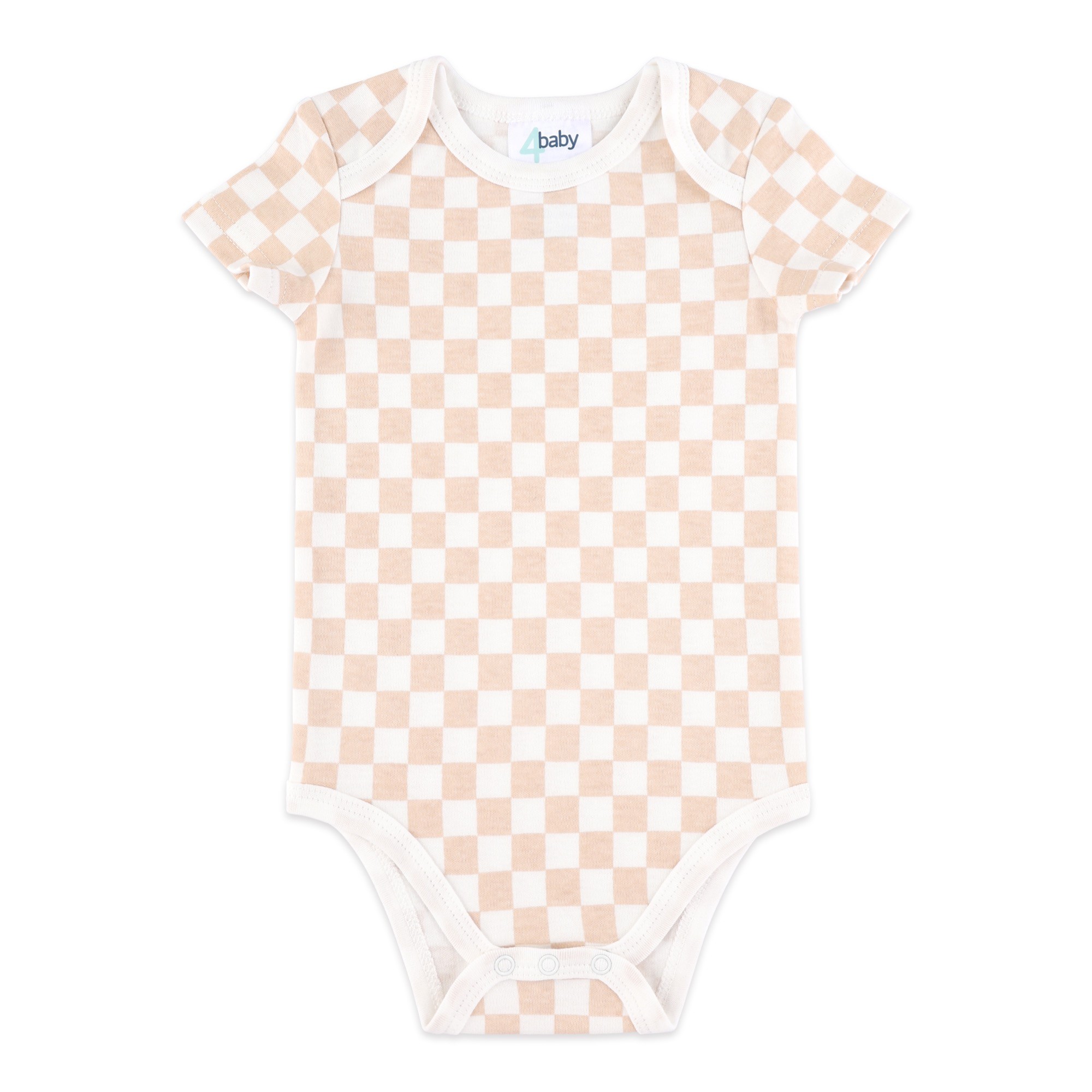 4baby Short Sleeve Bodysuit Brown Check Size 0