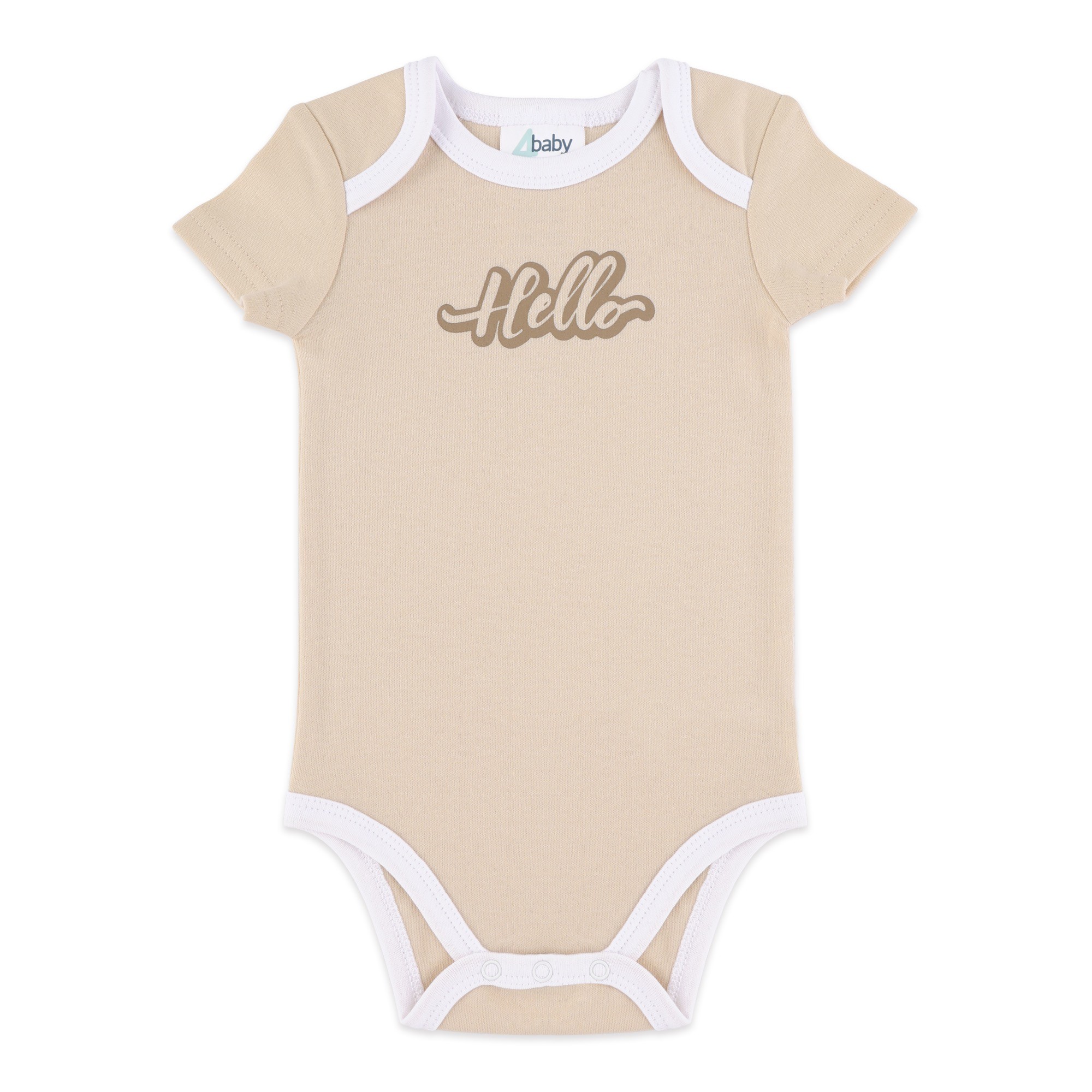 4baby Short Sleeve Bodysuit Hello Beige Size 0