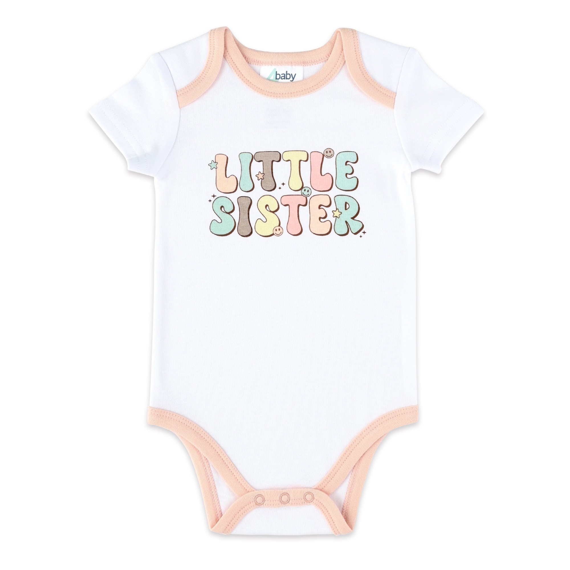 4baby Short Sleeve Bodysuit Little Sister White Size 0