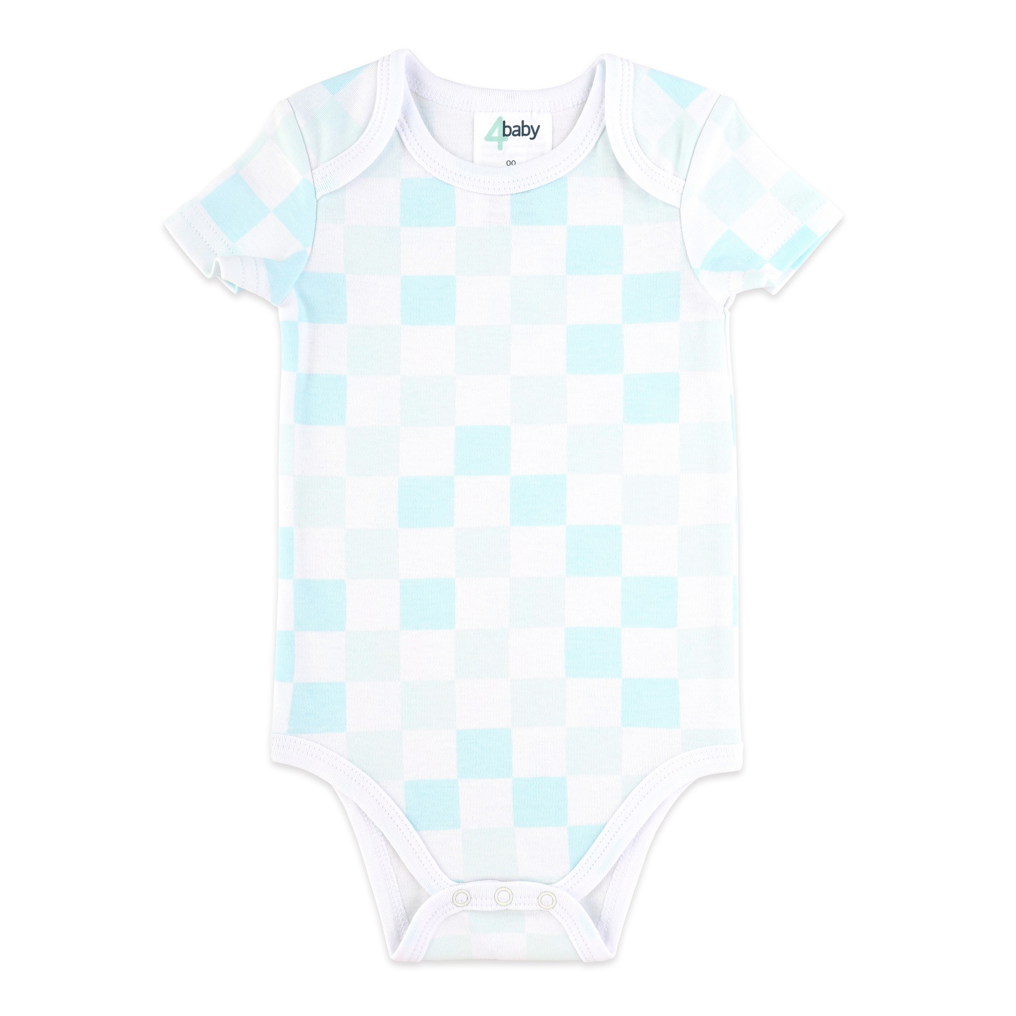 4baby Bodysuit Short Sleeve Blue Check Size 000
