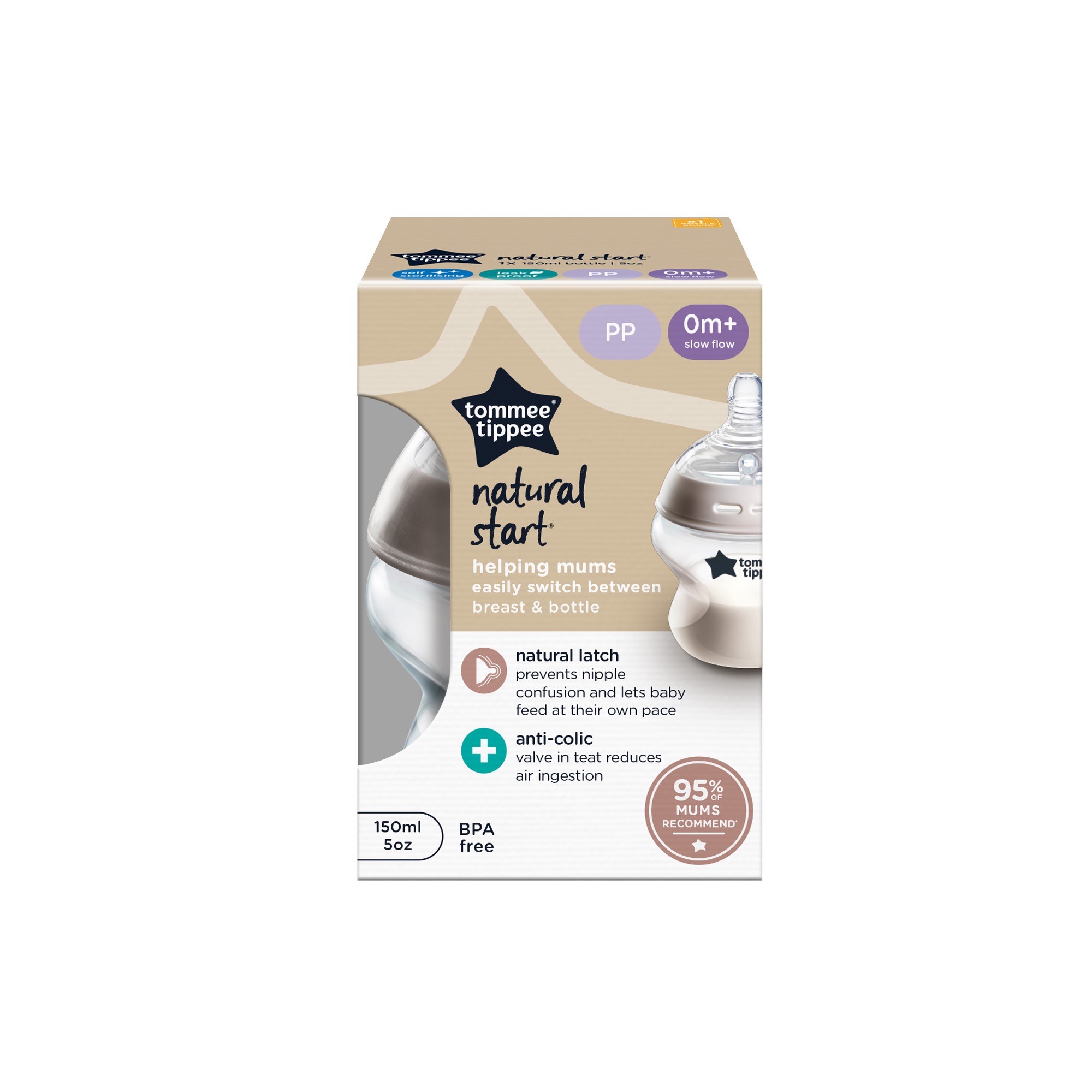 Tommee Tippee Natural Star Bottle Slow Flow 150ml