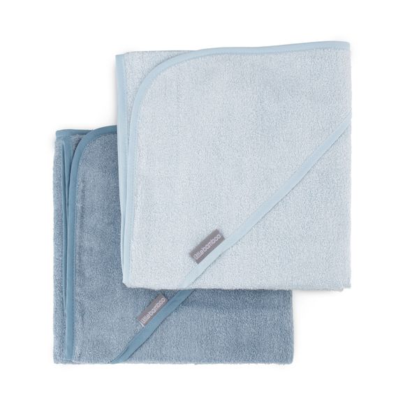 Little Bamboo Hooded Towel 2 Pack Retro Blue