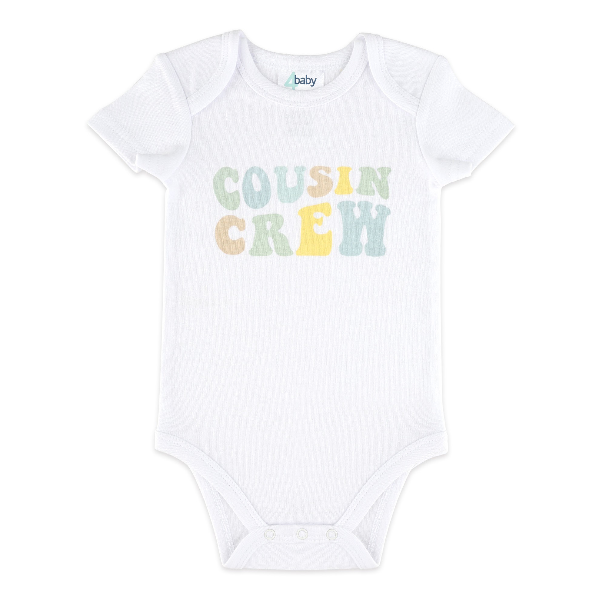 4baby Short Sleeve Bodysuit Cousin Crew White Size 1