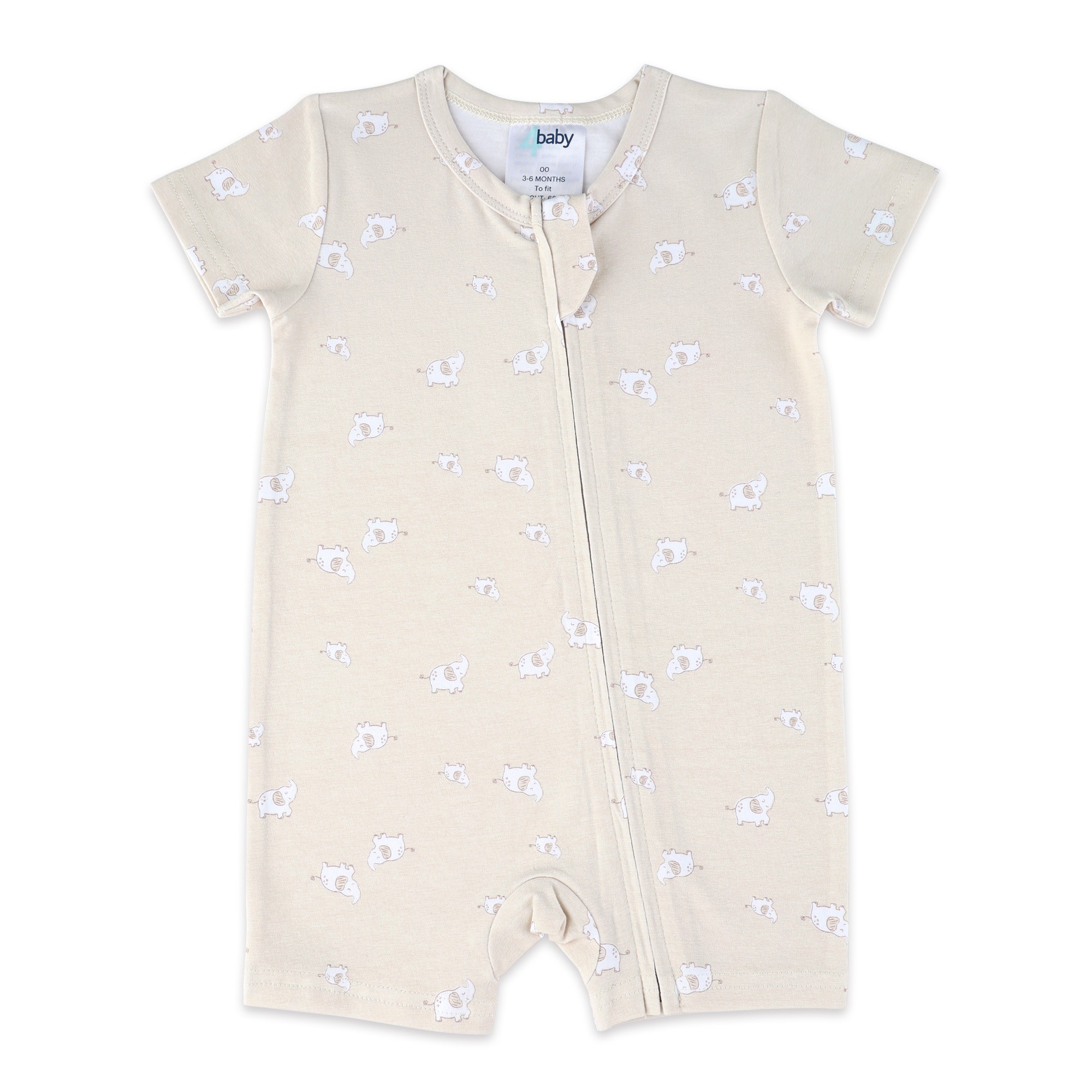 4baby Short Sleeve Romper Elephants Grey Size 0000