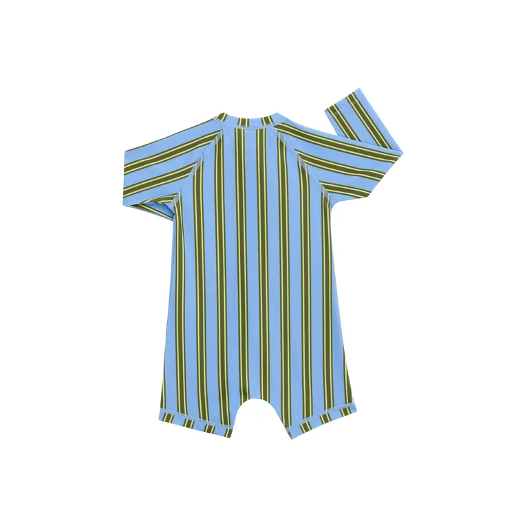 Bonds Swim Suit Zip Deck Chair Stripe Blue