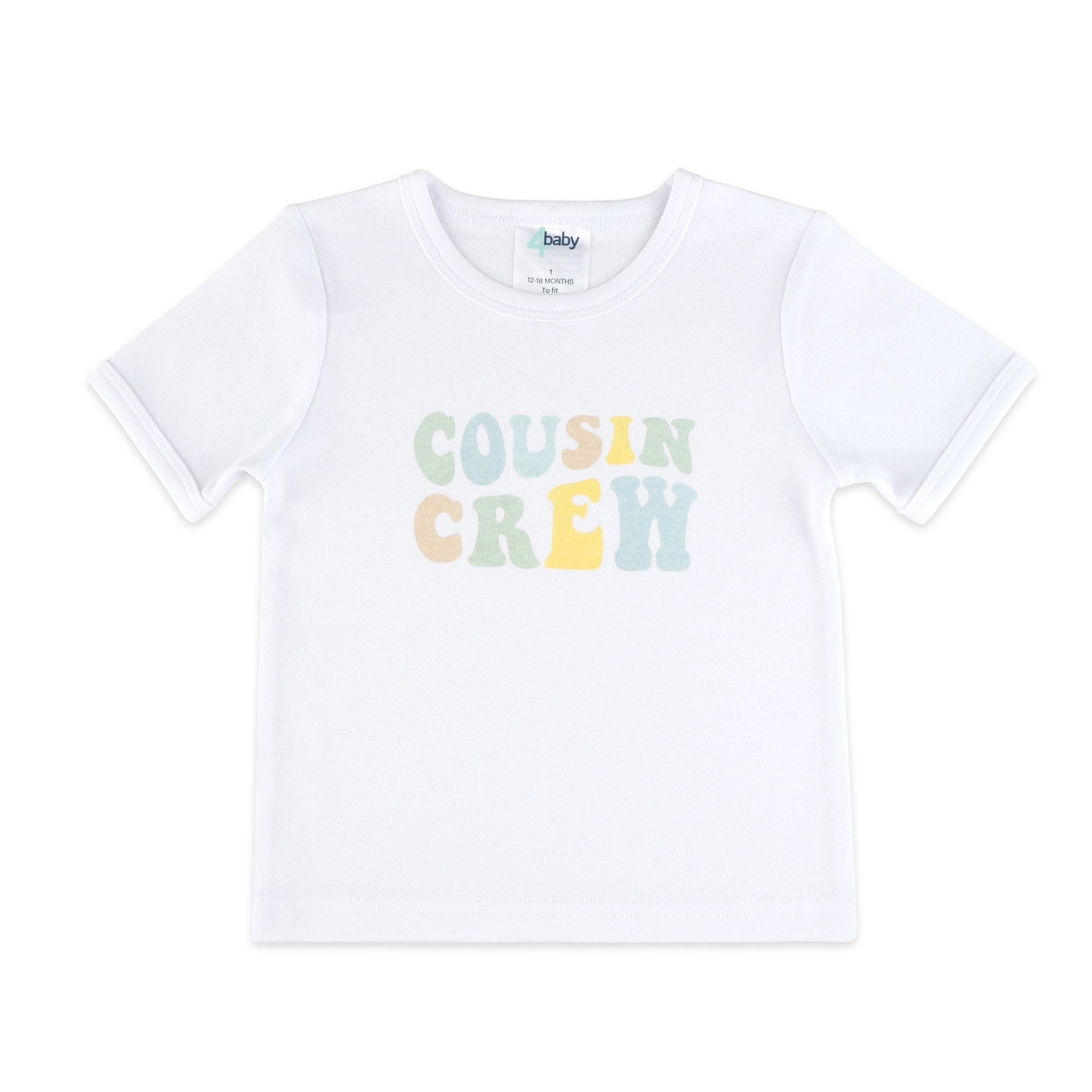4baby Short Sleeve T-shirt Cousin Crew White Size 0