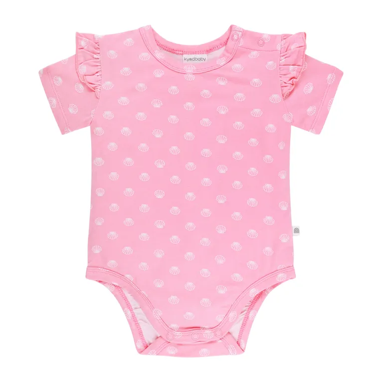 Kynd Baby Frill Sleeve Bodysuit Seashells Pink