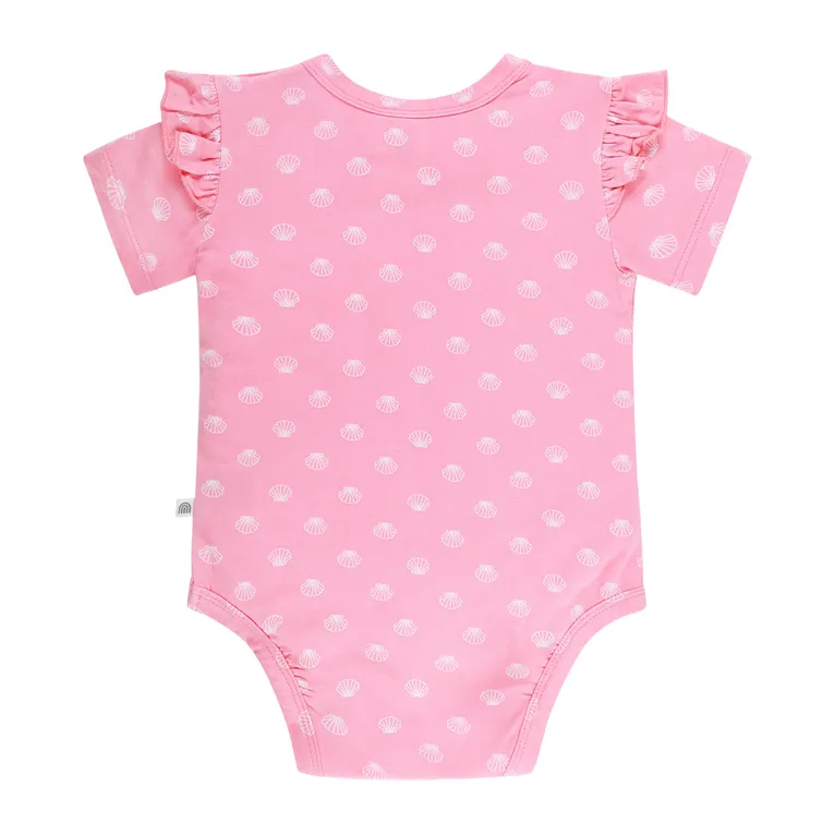 Kynd Baby Frill Sleeve Bodysuit Seashells Pink
