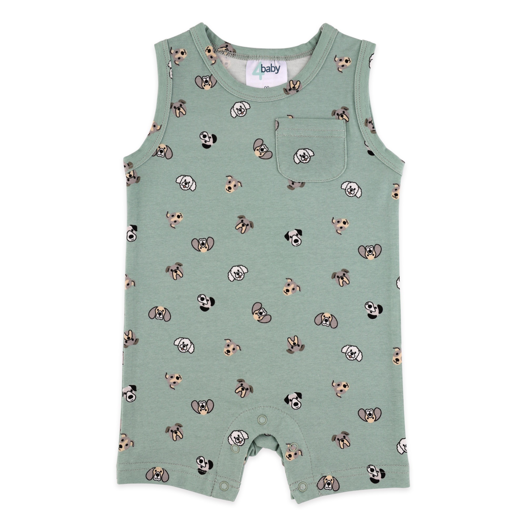 4baby Romper Dog Faces Green Size 00