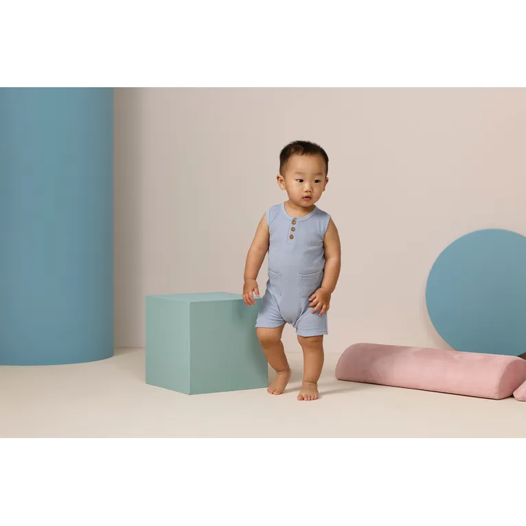 4baby Waffle Romper Mid Blue