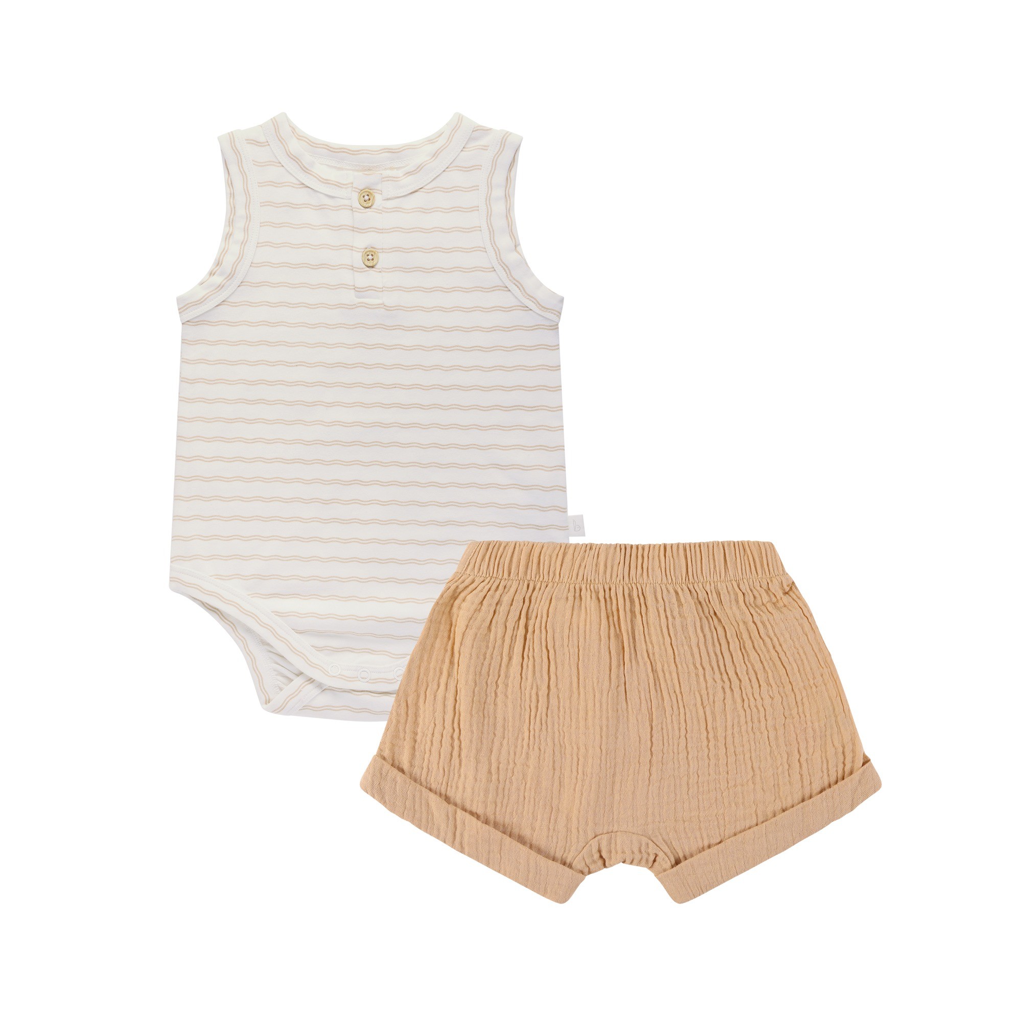 Bilbi Cove Bodysuit & Short 2 Piece Set Sand Size 1