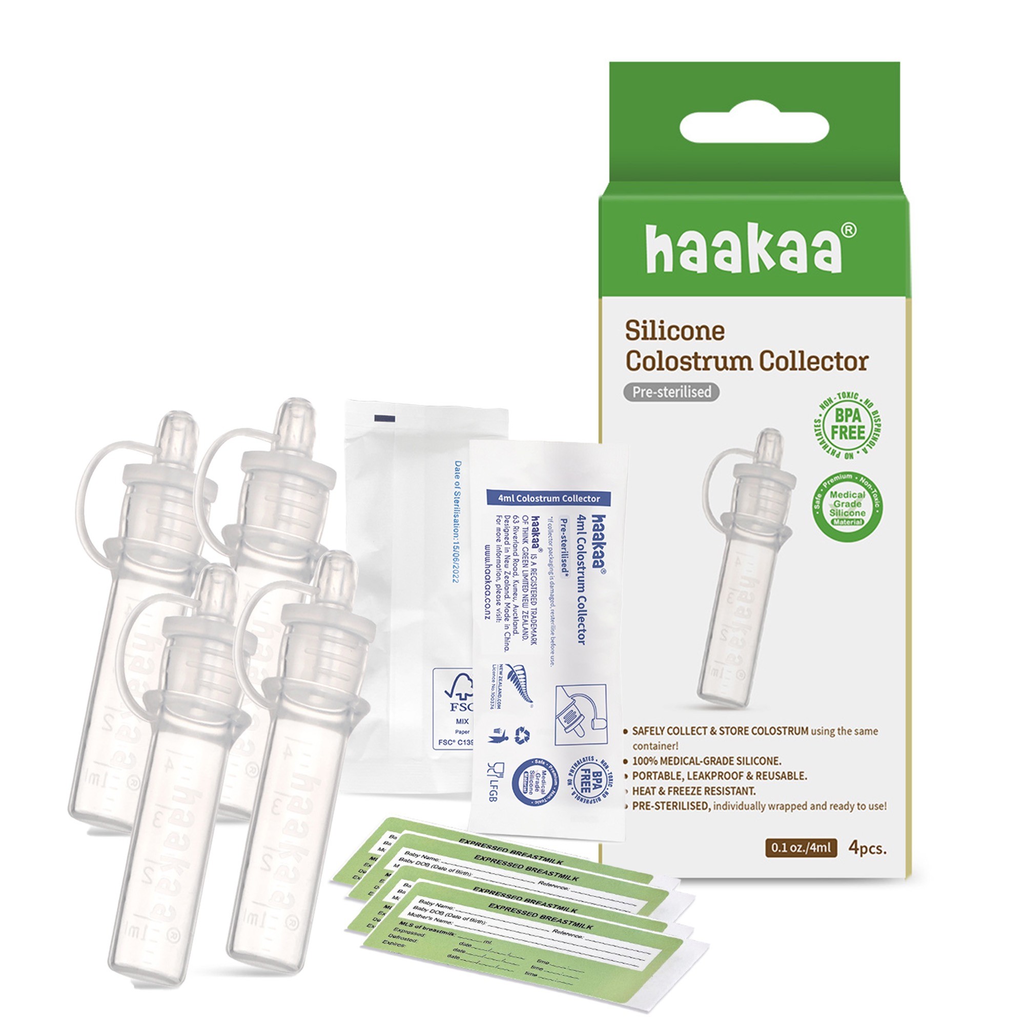 Hakaa Silicone Colostrum Collector 4Pcs Baby Bunting AU