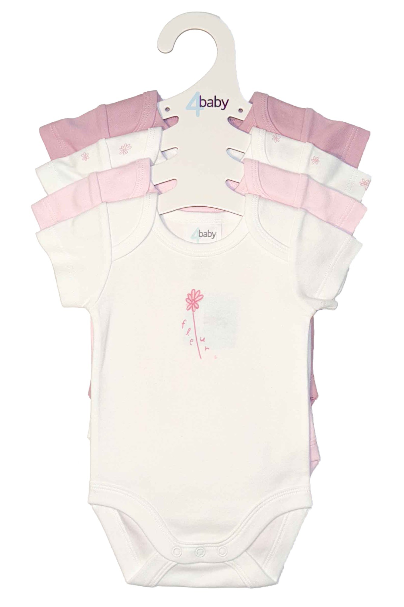 4baby Shortsleeve Bodysuit 4 Pack Floral Multi 2 PNK