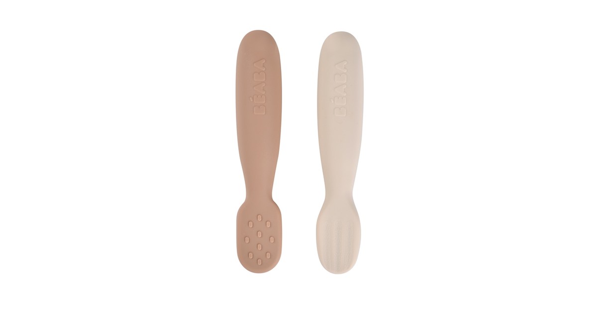 Beaba Silicone Pre Spoons 2 Pack Pralin Clay | Baby Bunting AU