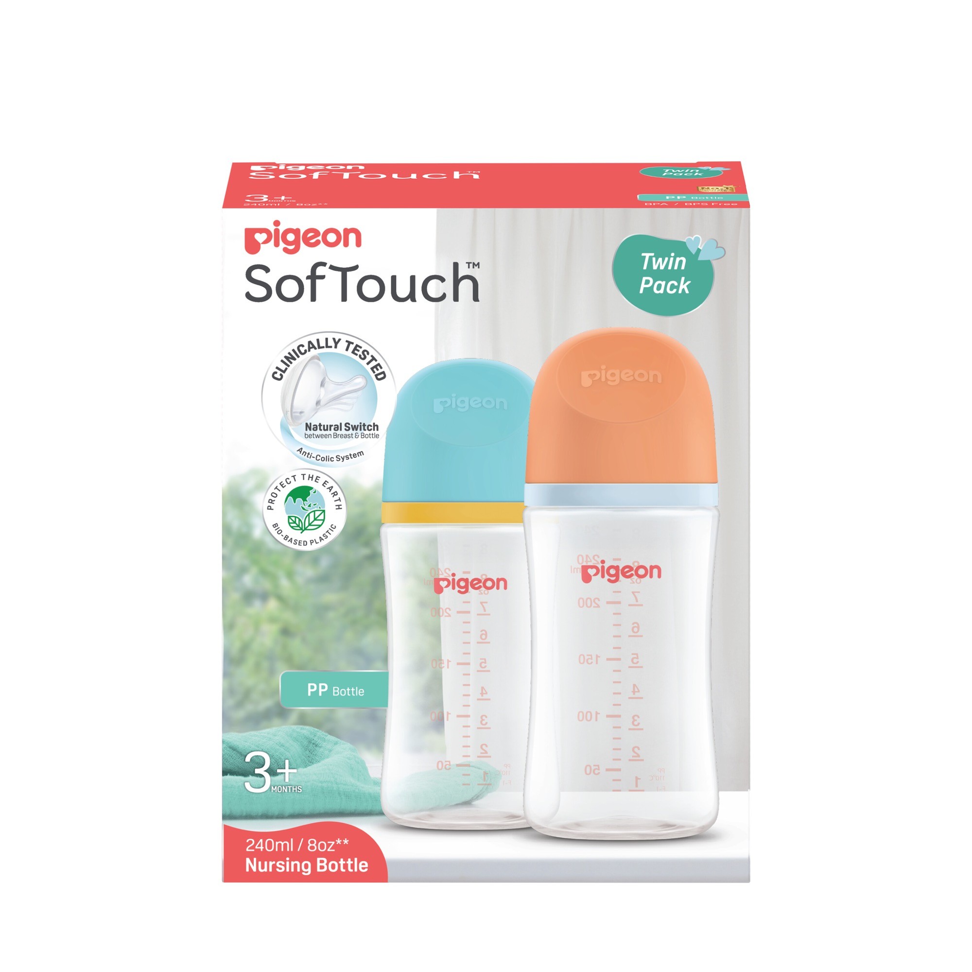 Pigeon Nursing Bottle PP Twin Colour Cap Size 240ml