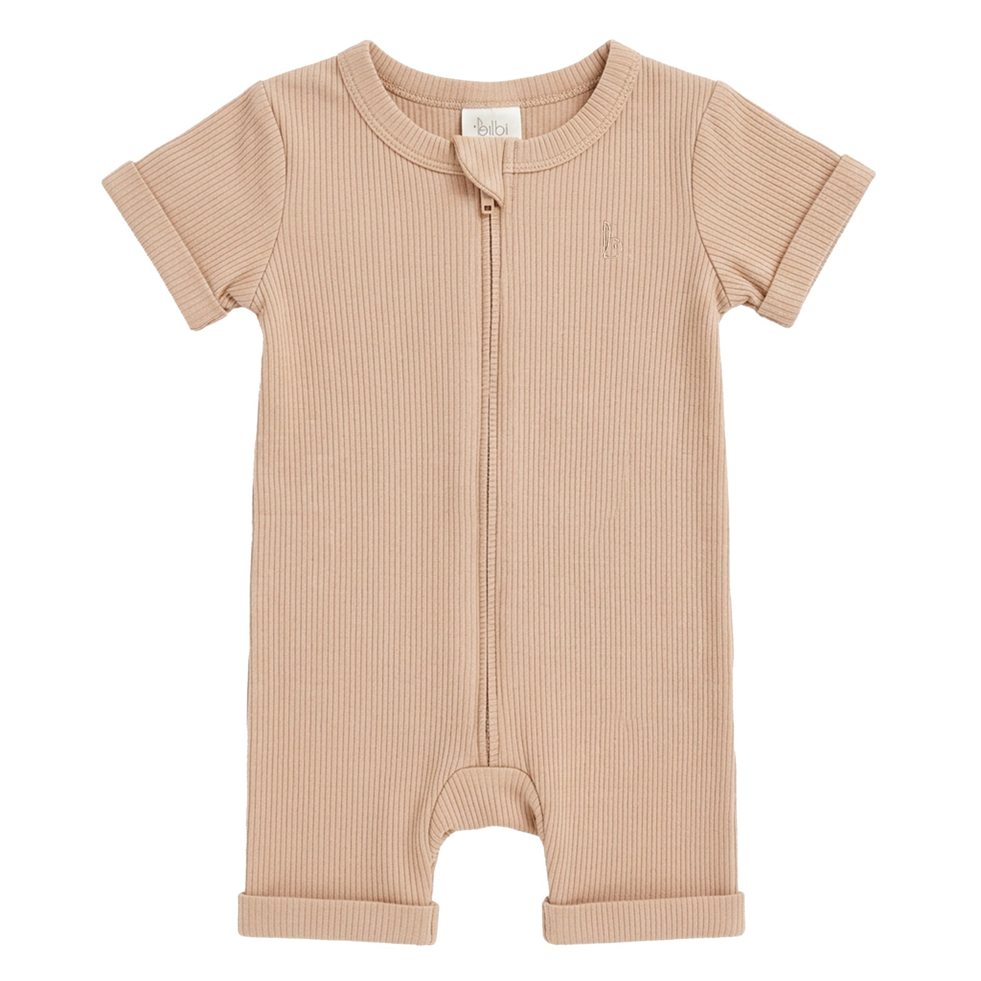 Bilbi Ribbed Organic Short Sleeve Onesie Candied Ginger Size 0