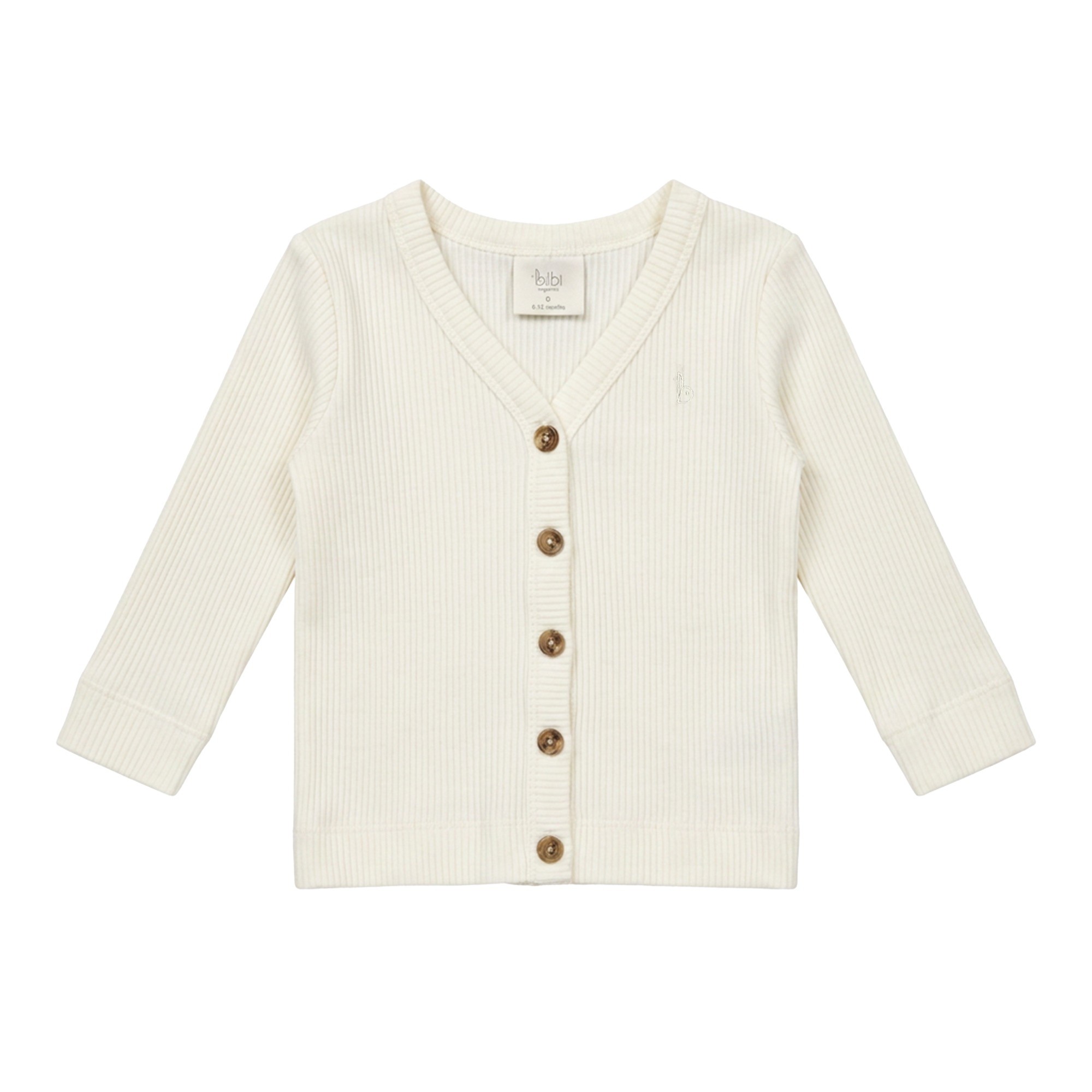 Bilbi Ribbed Organic Cardigan Snow Size 0