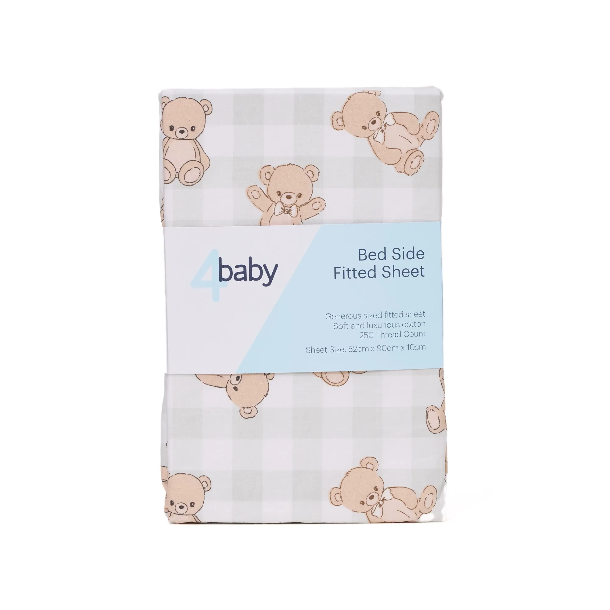 4Baby Percale Bedside Sleeper Fitted Sheet Teddies