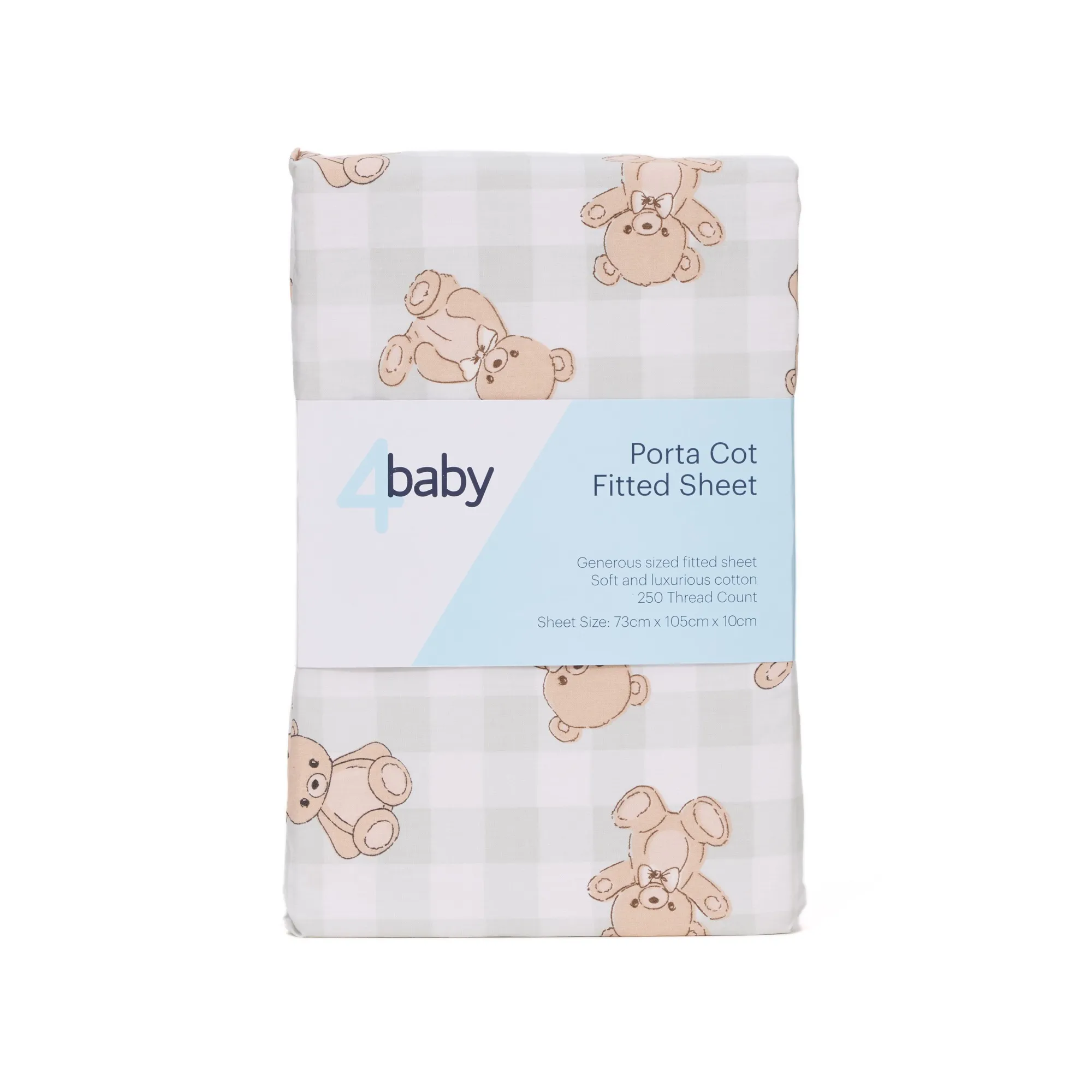 4Baby Percale Portacot Fitted Sheet Teddies