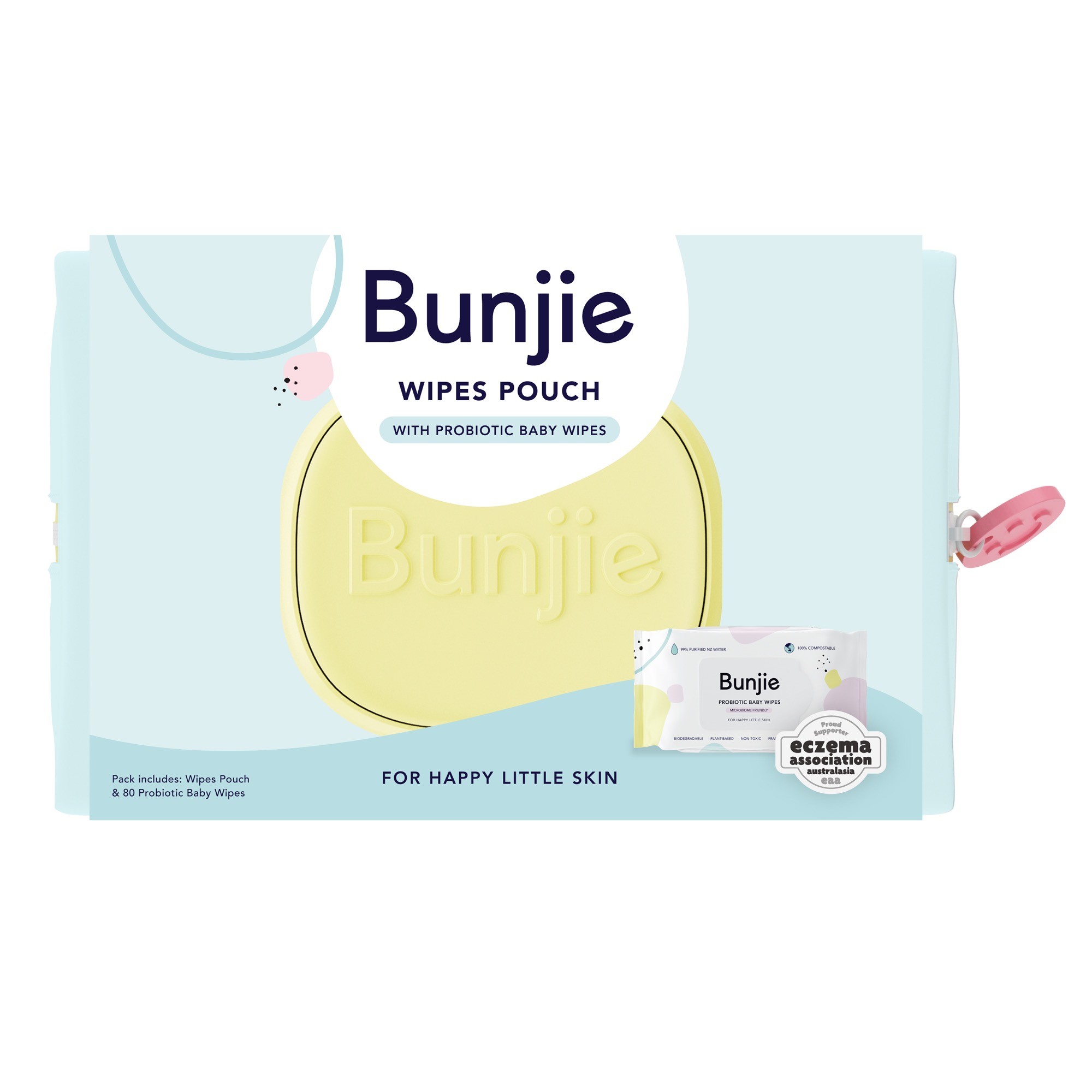 Bunjie Wipes Pouch & Baby Wipes 80 Pack
