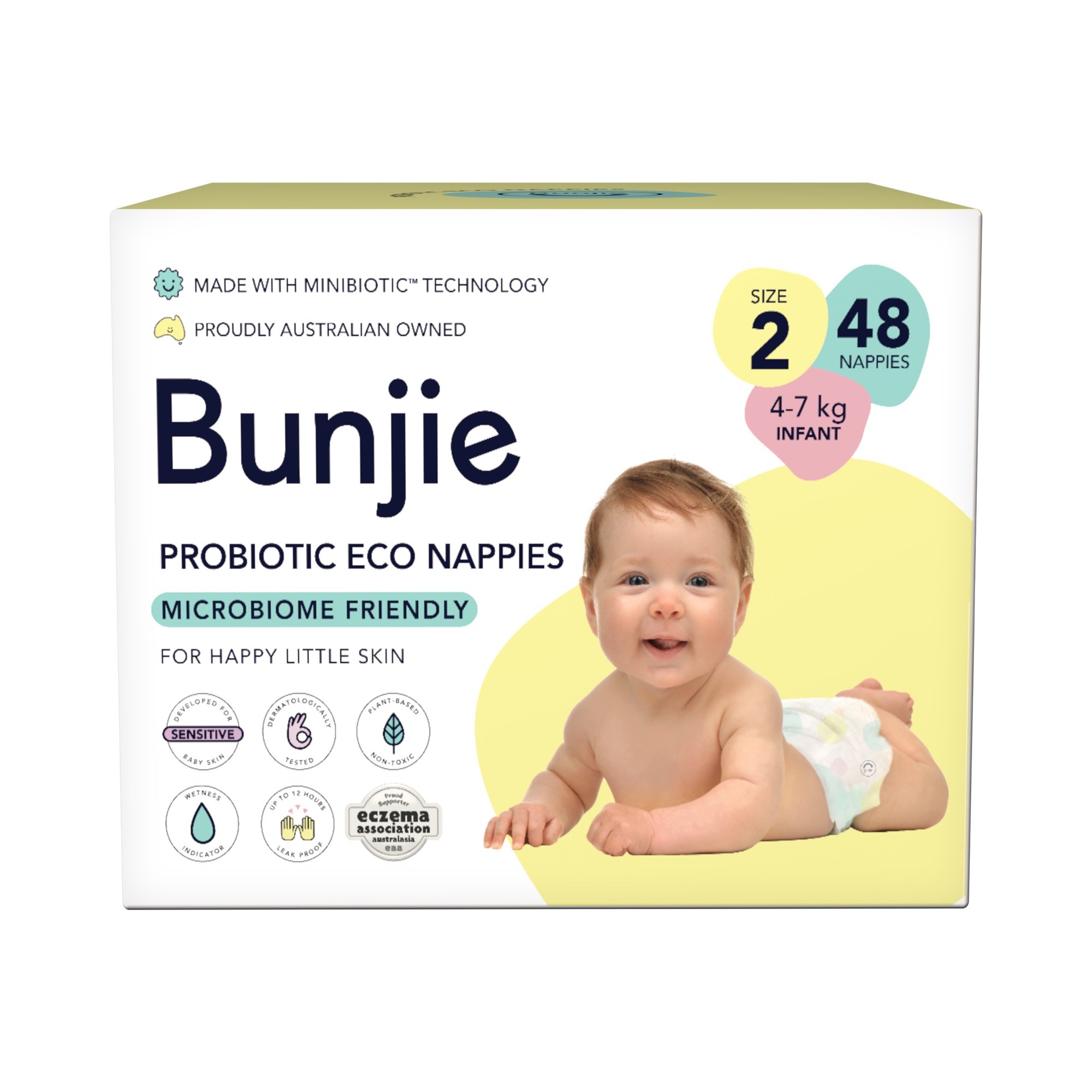 Bunjie Nappies Size 2 4-7Kg 48 Pack