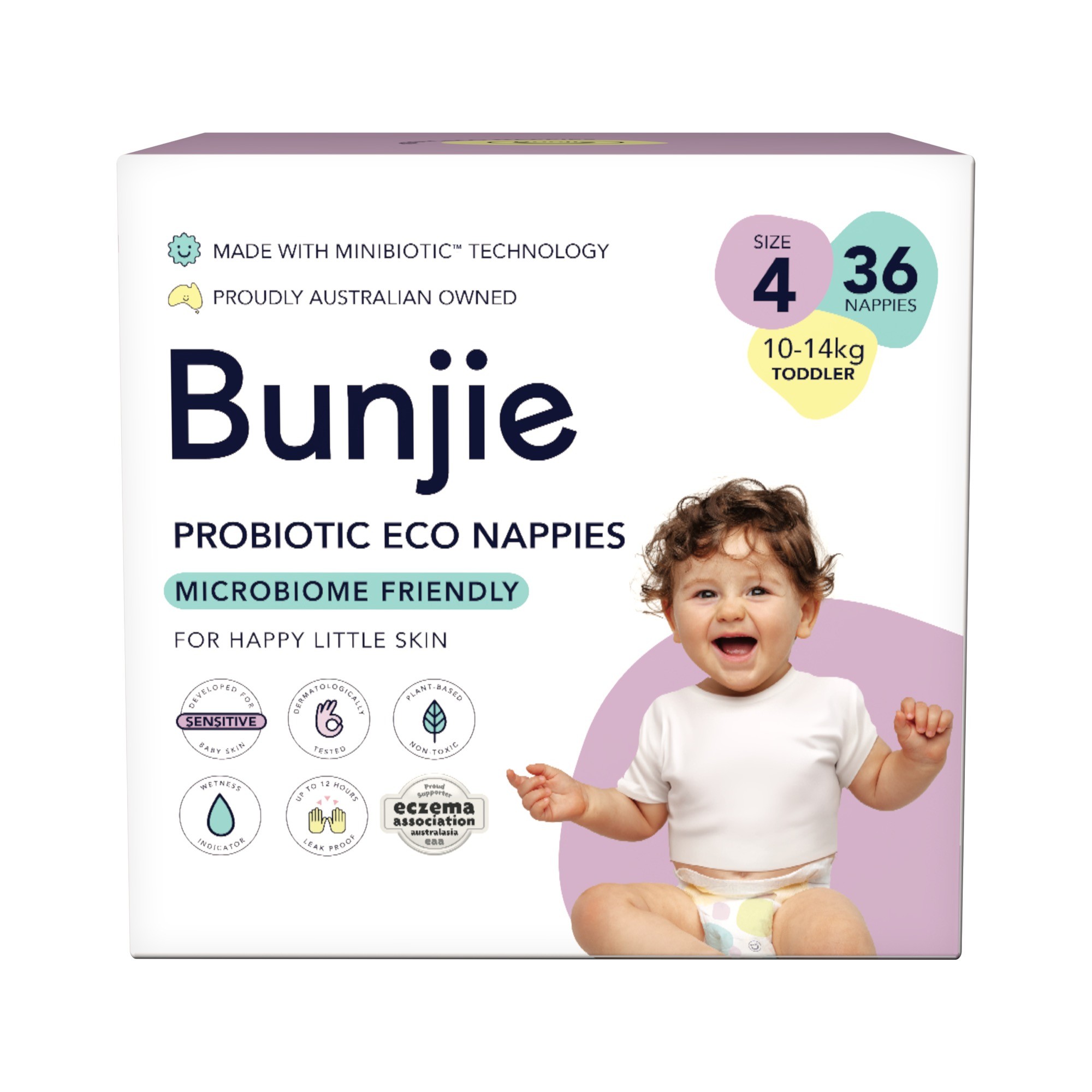 Bunjie Nappies Size 4 10-14Kg 36 Pack