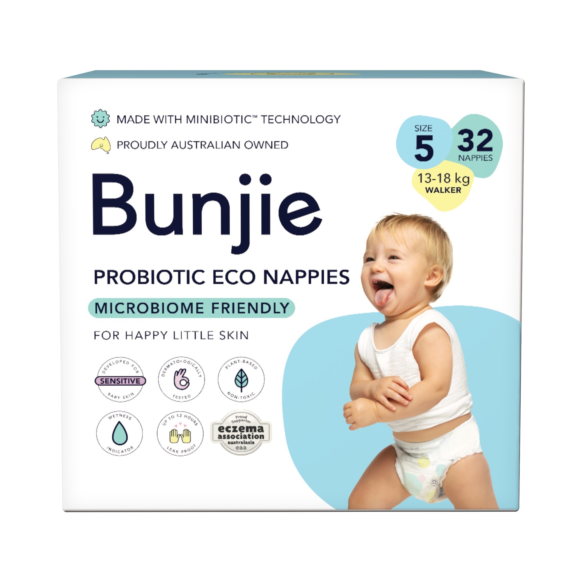 Bunjie Nappies Size 5 13-18Kg 32 Pack