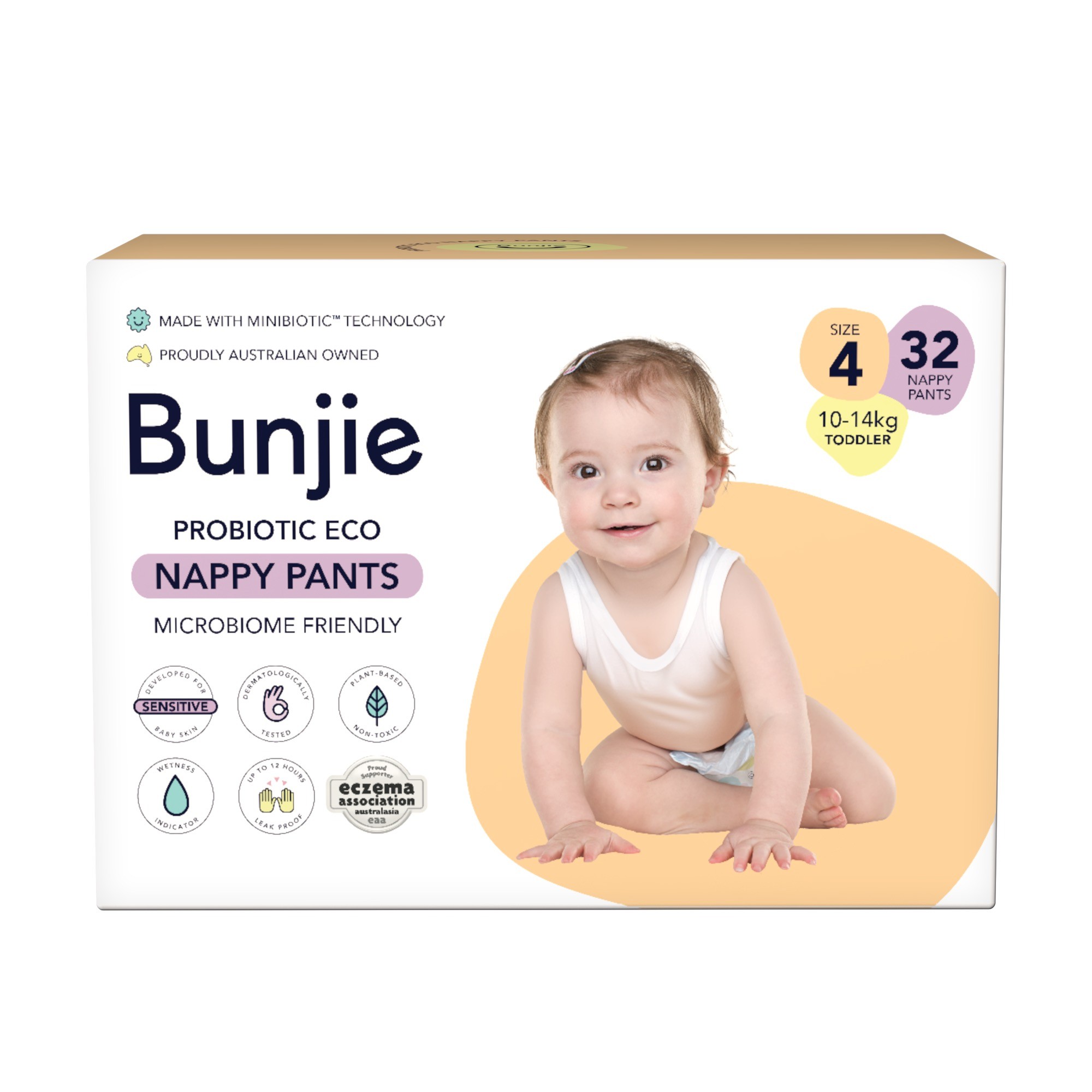 Bunjie Nappy Pants Size 4 10-14Kg 32 Pack