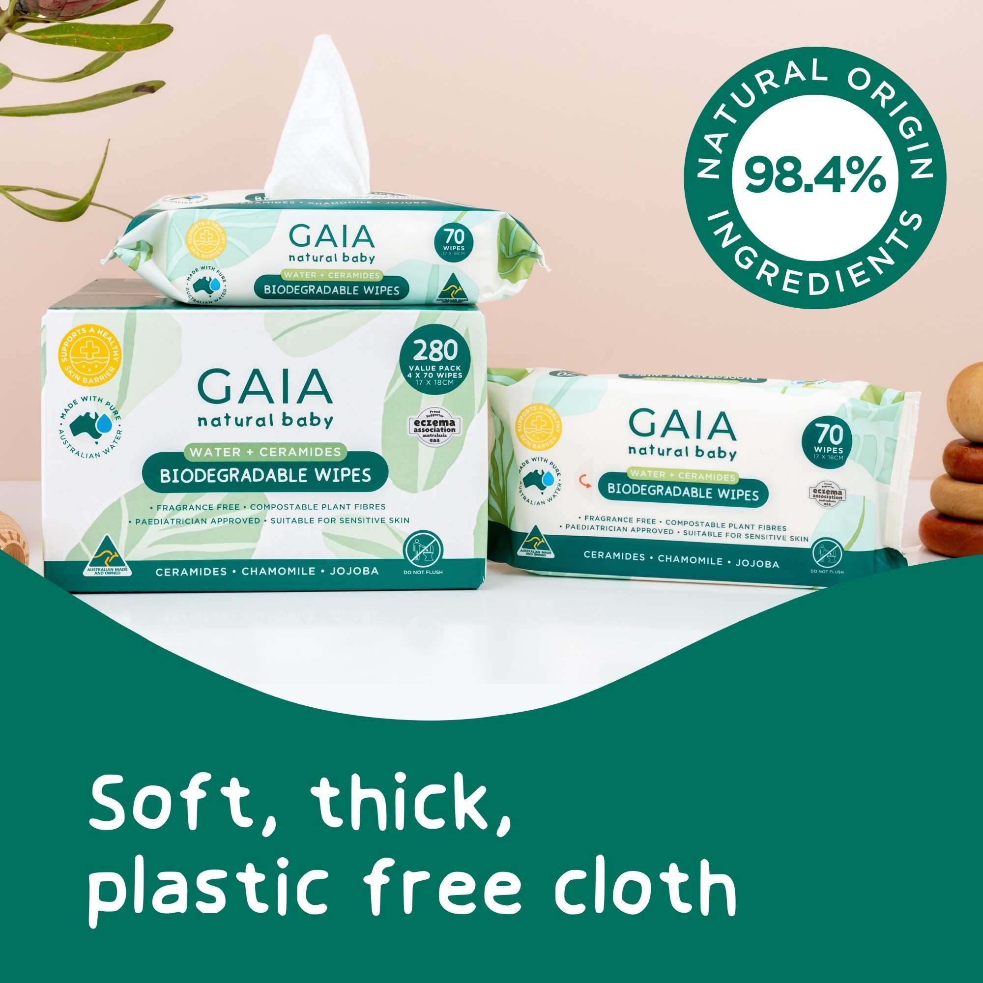 Gaia Baby Water Wipes And Ceramides Size 280 Pack