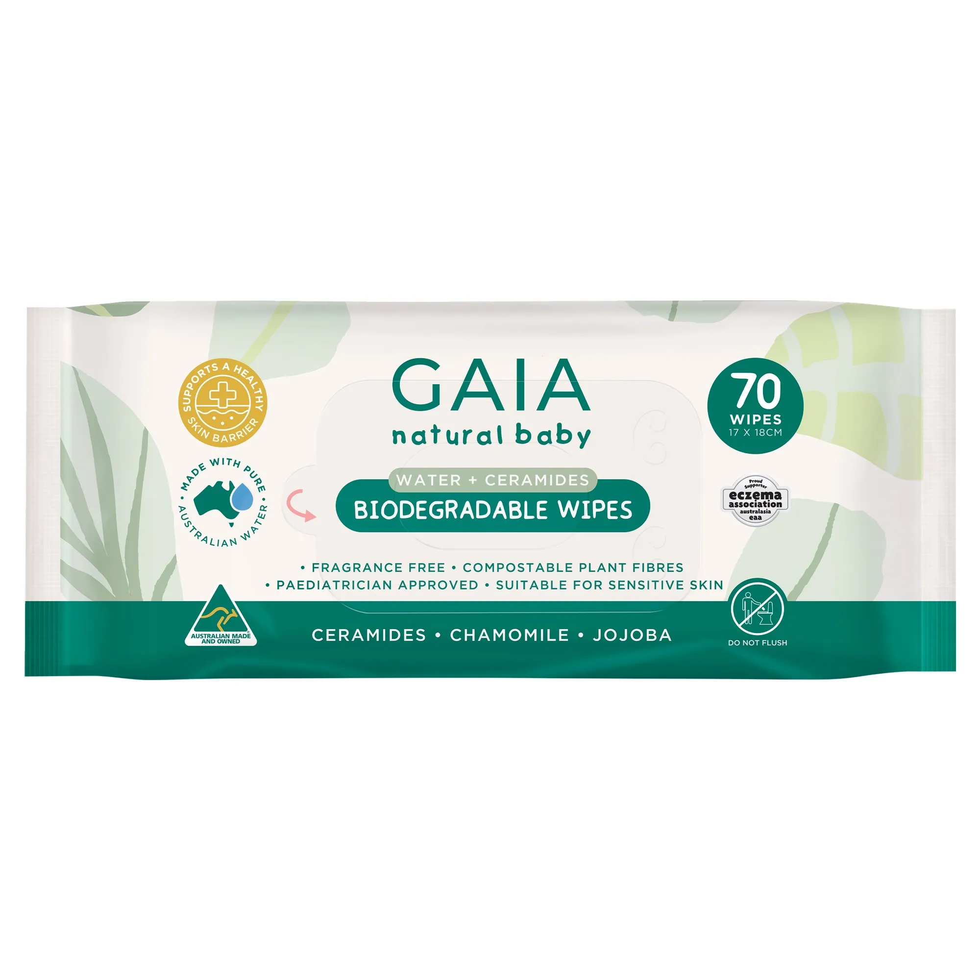 Gaia Water Wipes And Ceramides Size 70 Pack