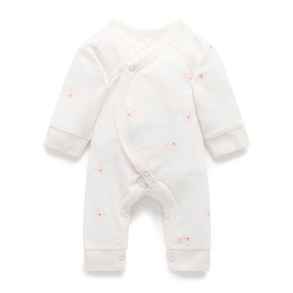 Purebaby Premmie Essentials Growsuit Pale Pink Bear