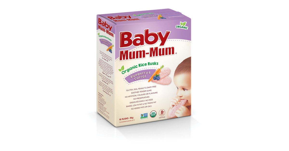 Baby Rice Rusk Blue Baby Mum Mum Rice Rusks Blueberry & Carrot | Baby Bunting AU