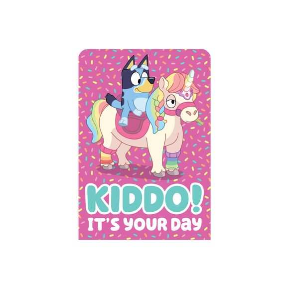 Henderson Greetings Bluey On Unicorn Pink