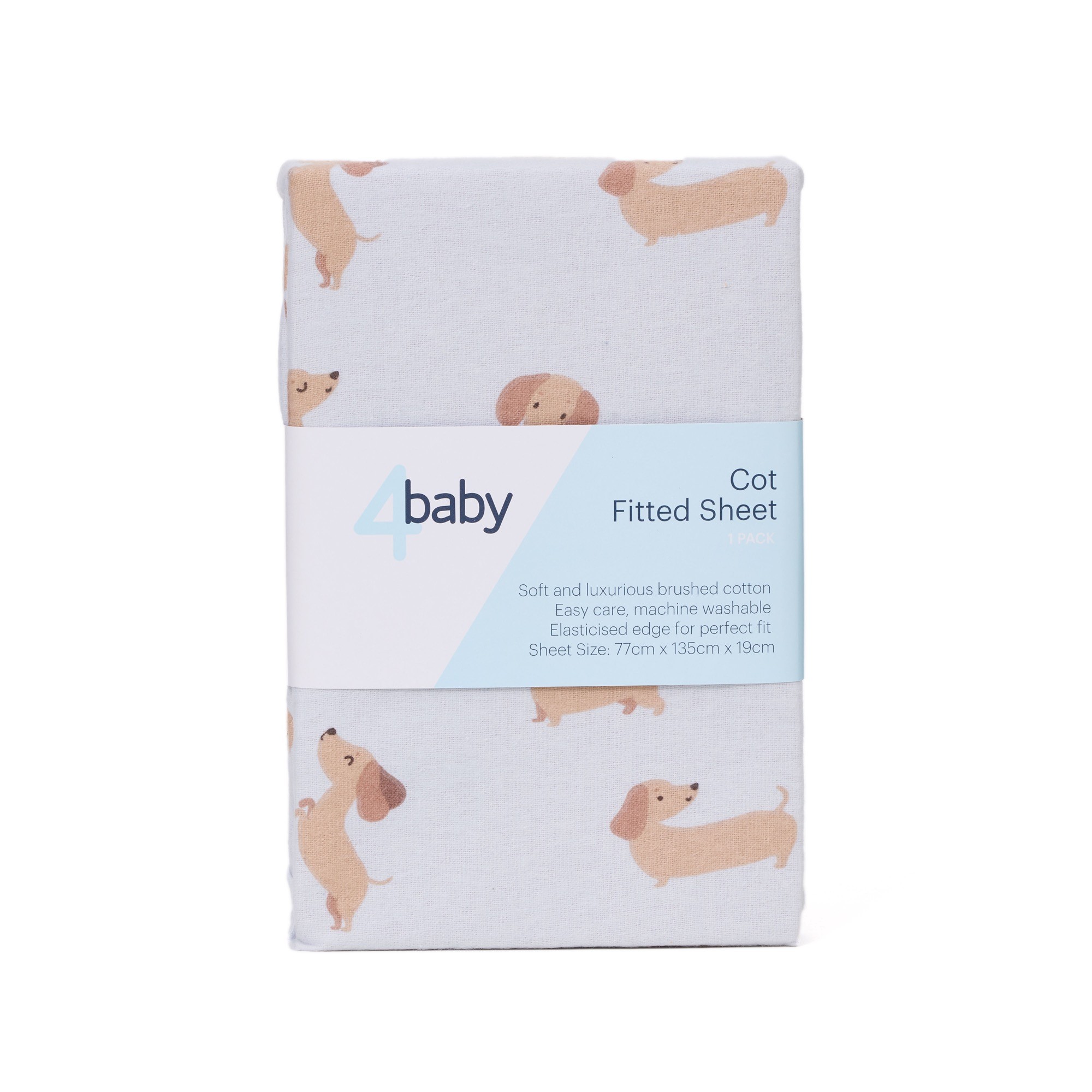 4baby Flannel Cot Fitted Sheet Silly Sausages