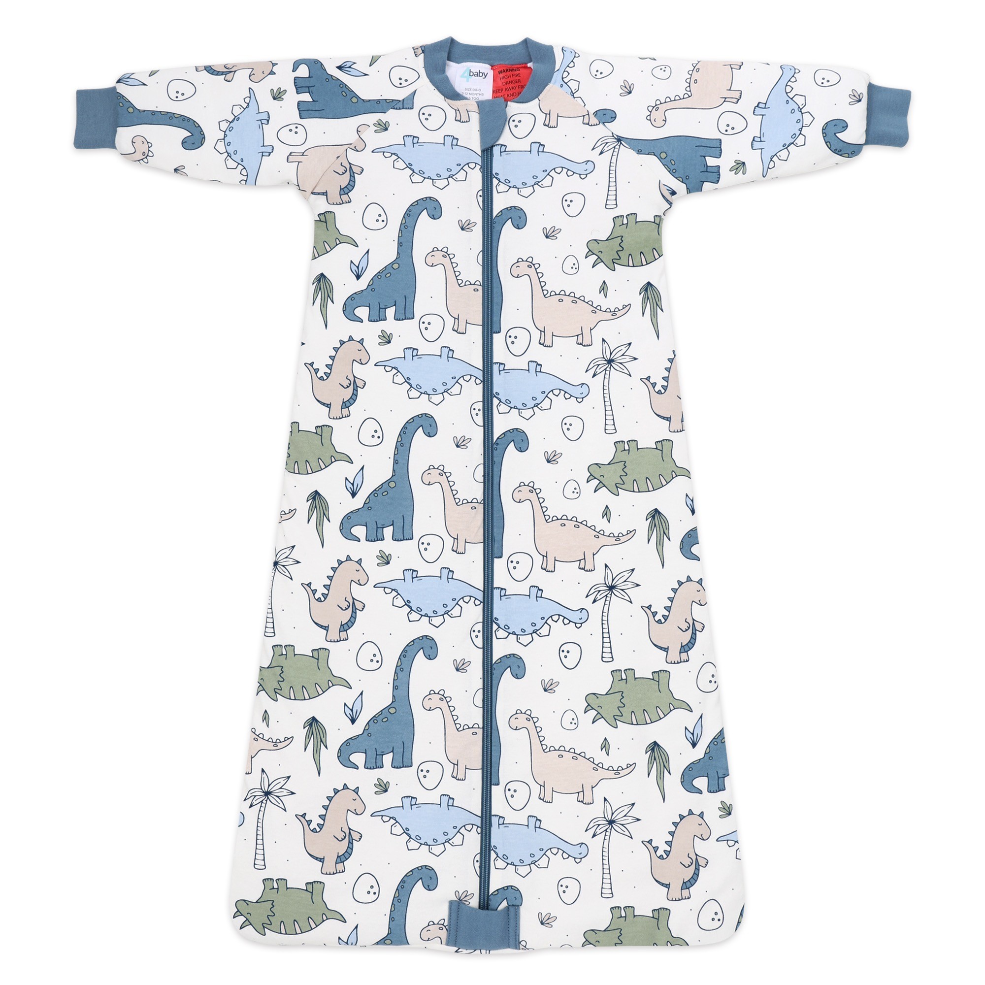 4baby Long Sleeve Sleeping Bag 2.5 Tog Dino Size 3-12 Months