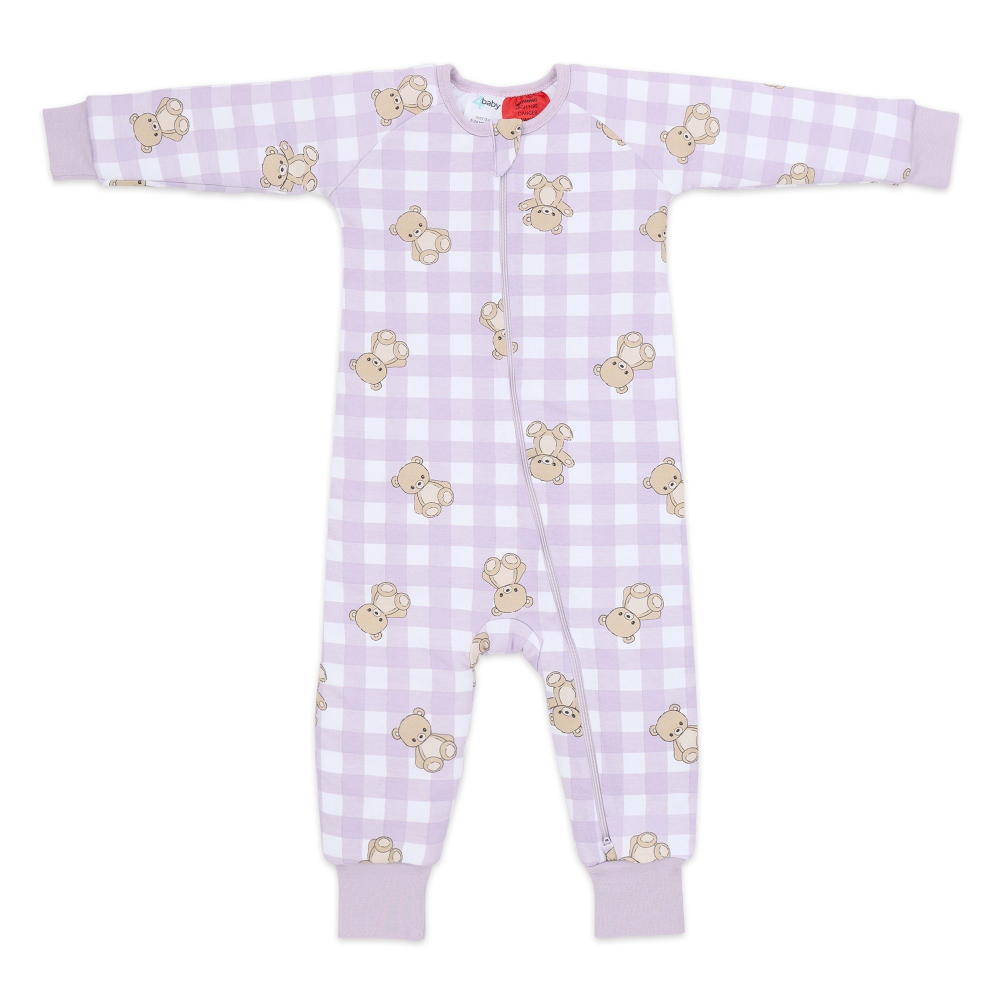 4baby Long Sleeve Sleep Suit 3.5 Tog Teddy Bears Size 8-24 Months