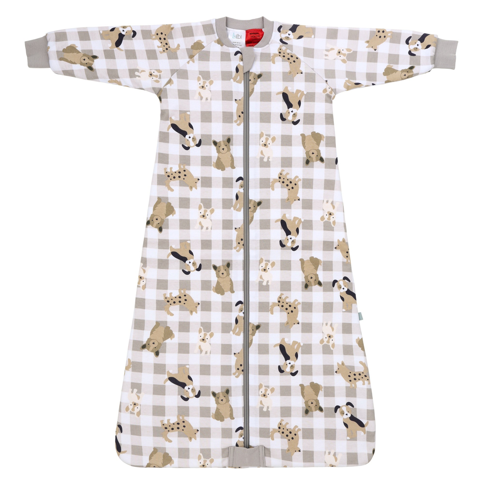 Bilbi Long Sleeve Sleeping Bag 2.5 Tog Dog Check Size 12-24 Months