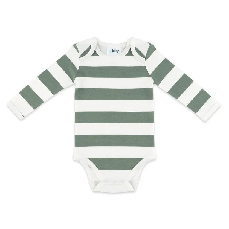 4baby Long Sleeve Bodysuit Rugby Stripe Green