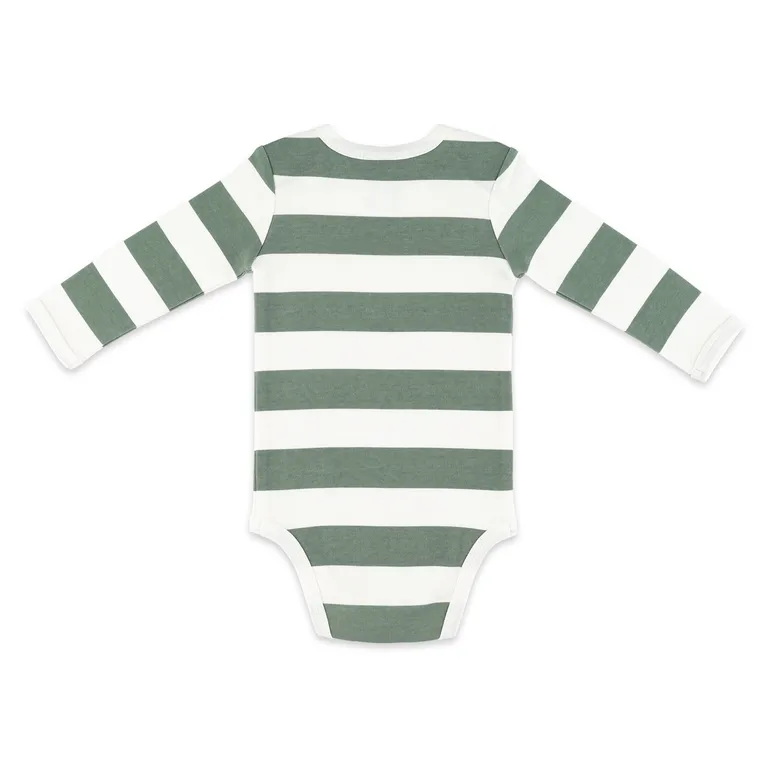 4baby Long Sleeve Bodysuit Rugby Stripe Green
