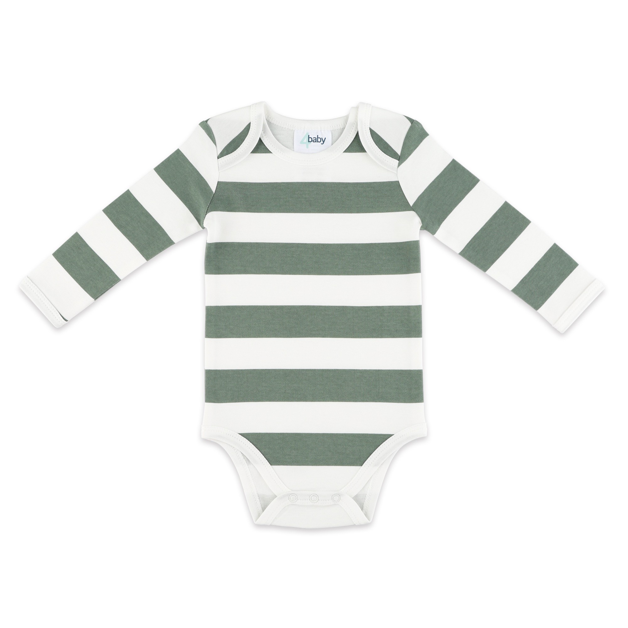 4baby Long Sleeve Bodysuit Rugby Stripe Green Size 0