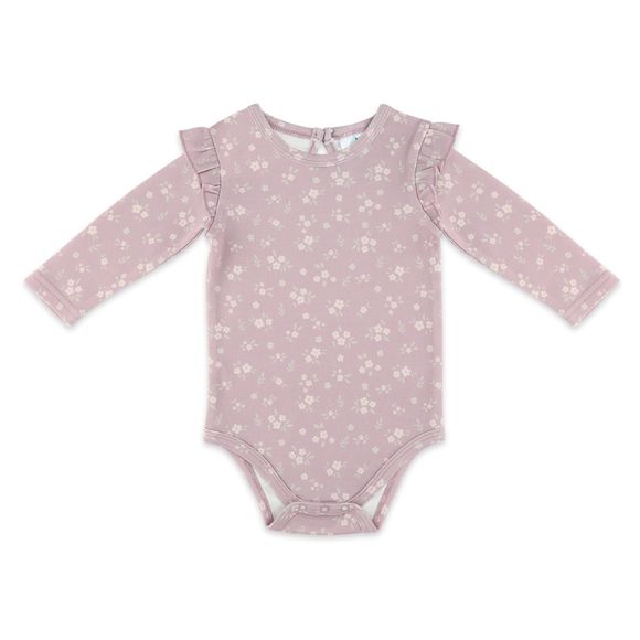4baby Long Sleeve Bodysuit Lilac Floral Flutter