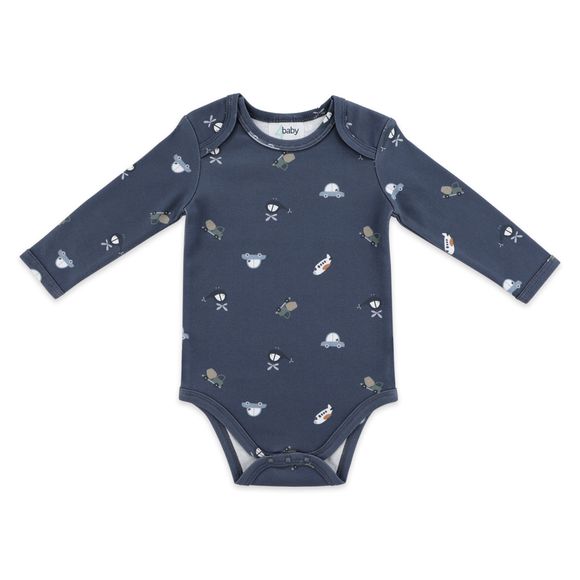 4baby Long Sleeve Bodysuit Transport Blue