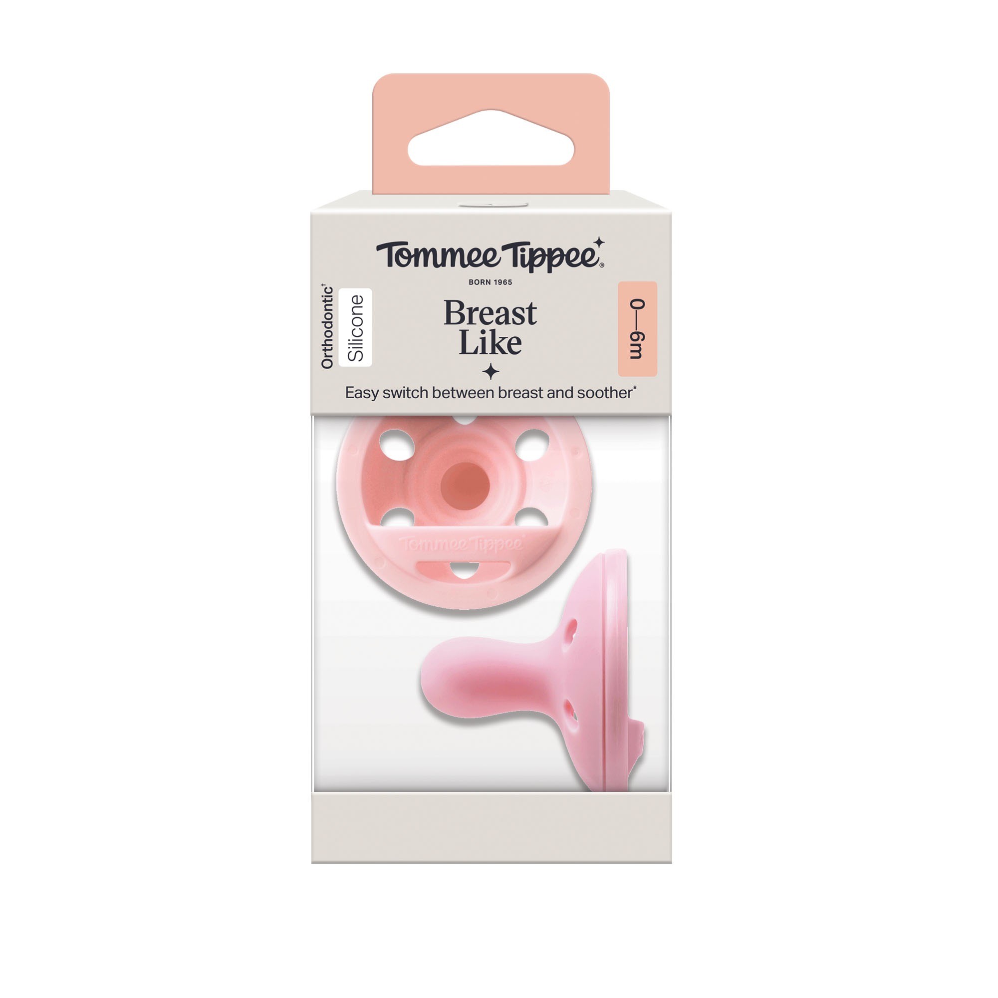 Tommee Tippee Breast-Like Soother Silicone 0-6 Months 2 Pack Multi
