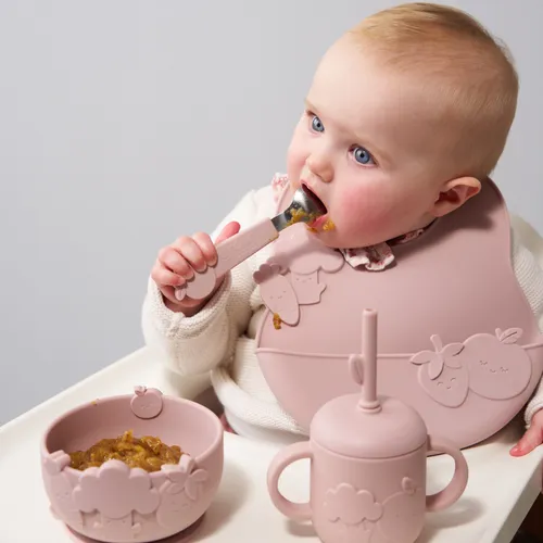 Grow By Annabel Karmel Silicone Weaning Bowl And Spoon-Blushberry