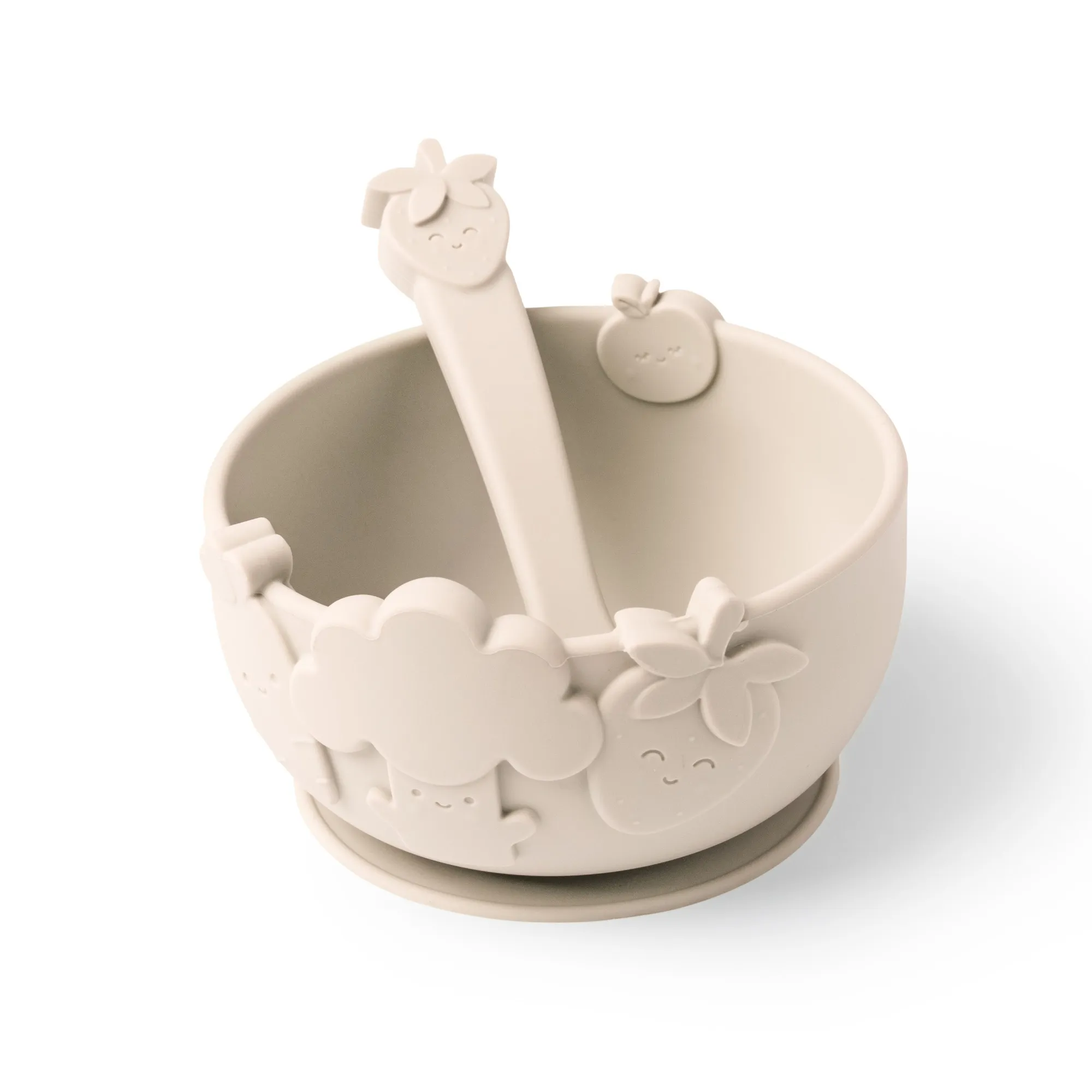 Grow By Annabel Karmel Silicone Weaning Bowl And Spoon-Warm Stone