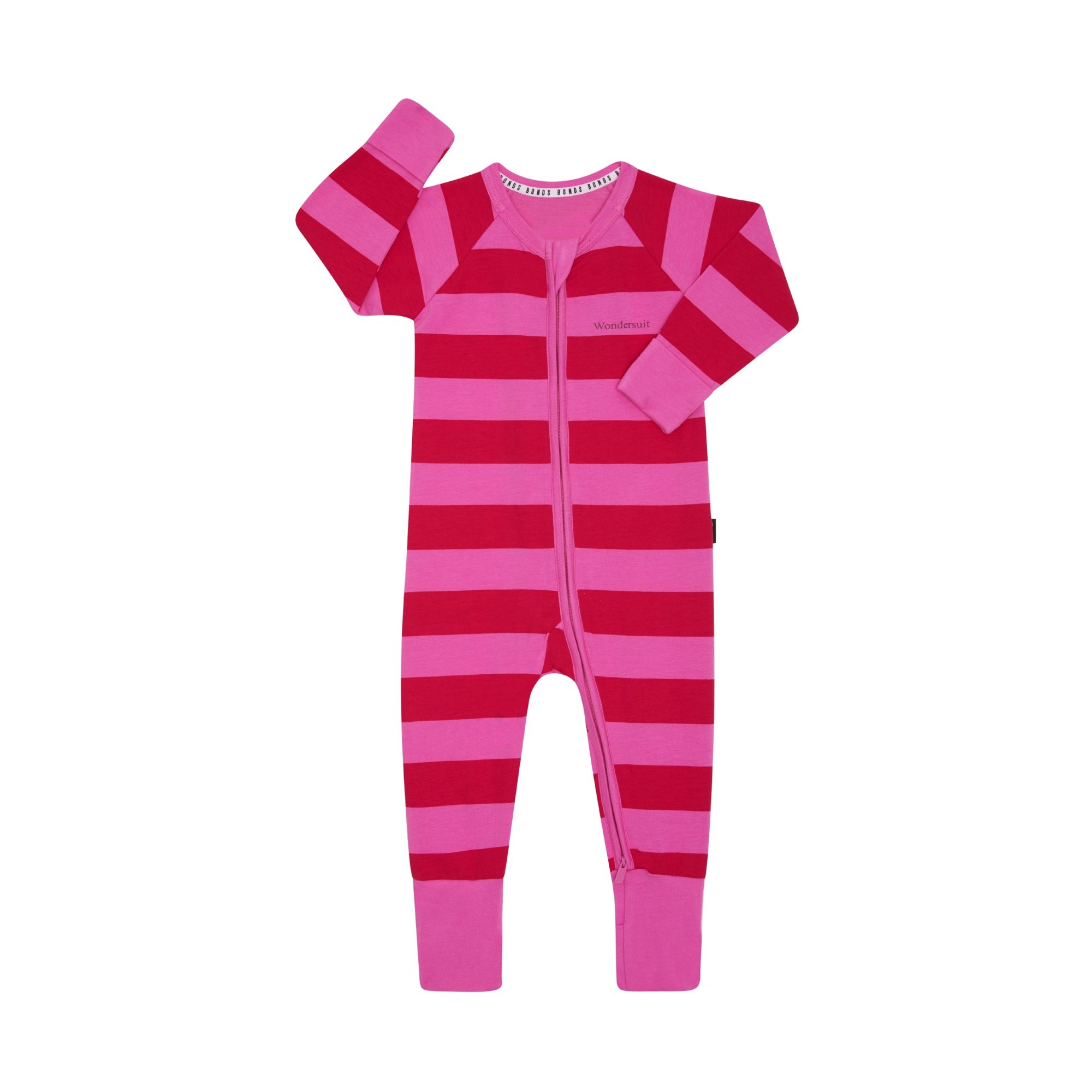 Bonds Coverall Horizontal Rugby Stripe Red Size 2