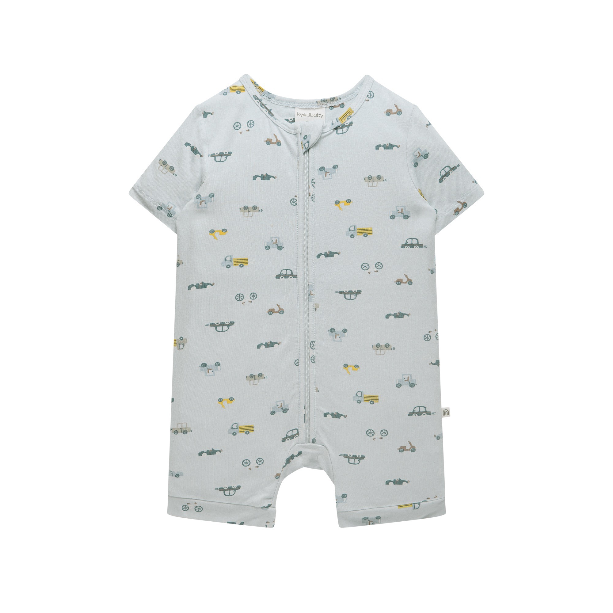 Kynd Baby Day Or Night Short Sleeve Onesie Blue Haze Cars Size 0